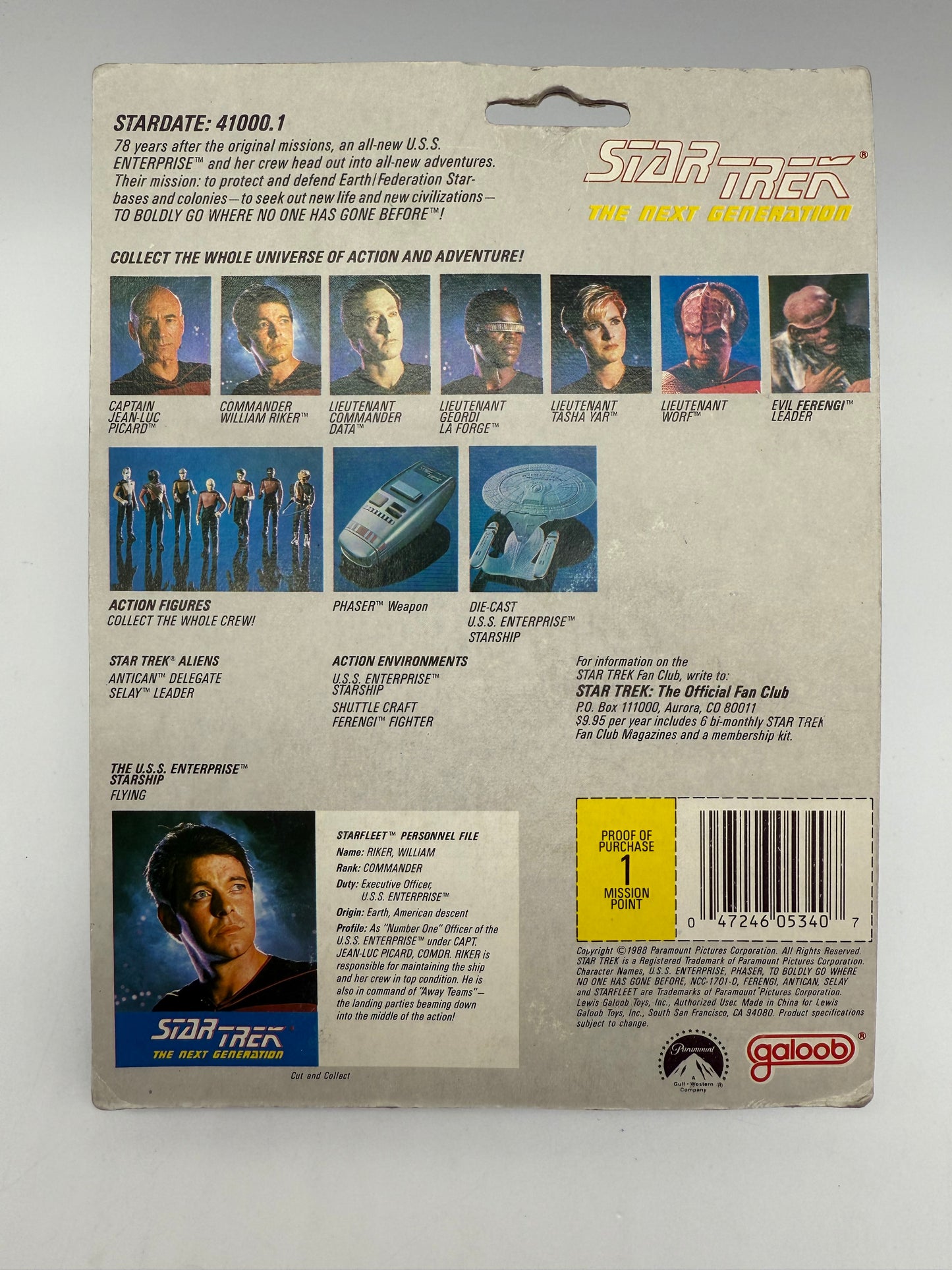Star Trek Commander William Riker 1988 Galoob