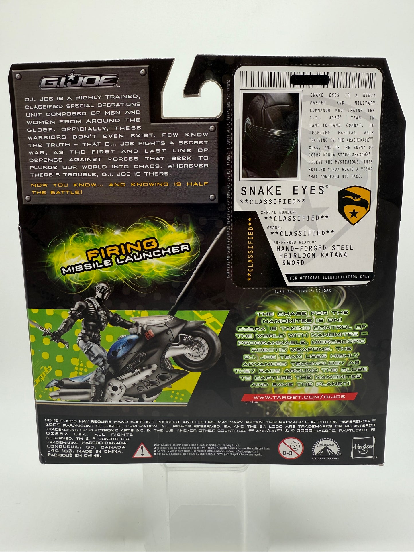 G.I. Joe Snake eyes with Arashikage Cycle 2009 Hasbro