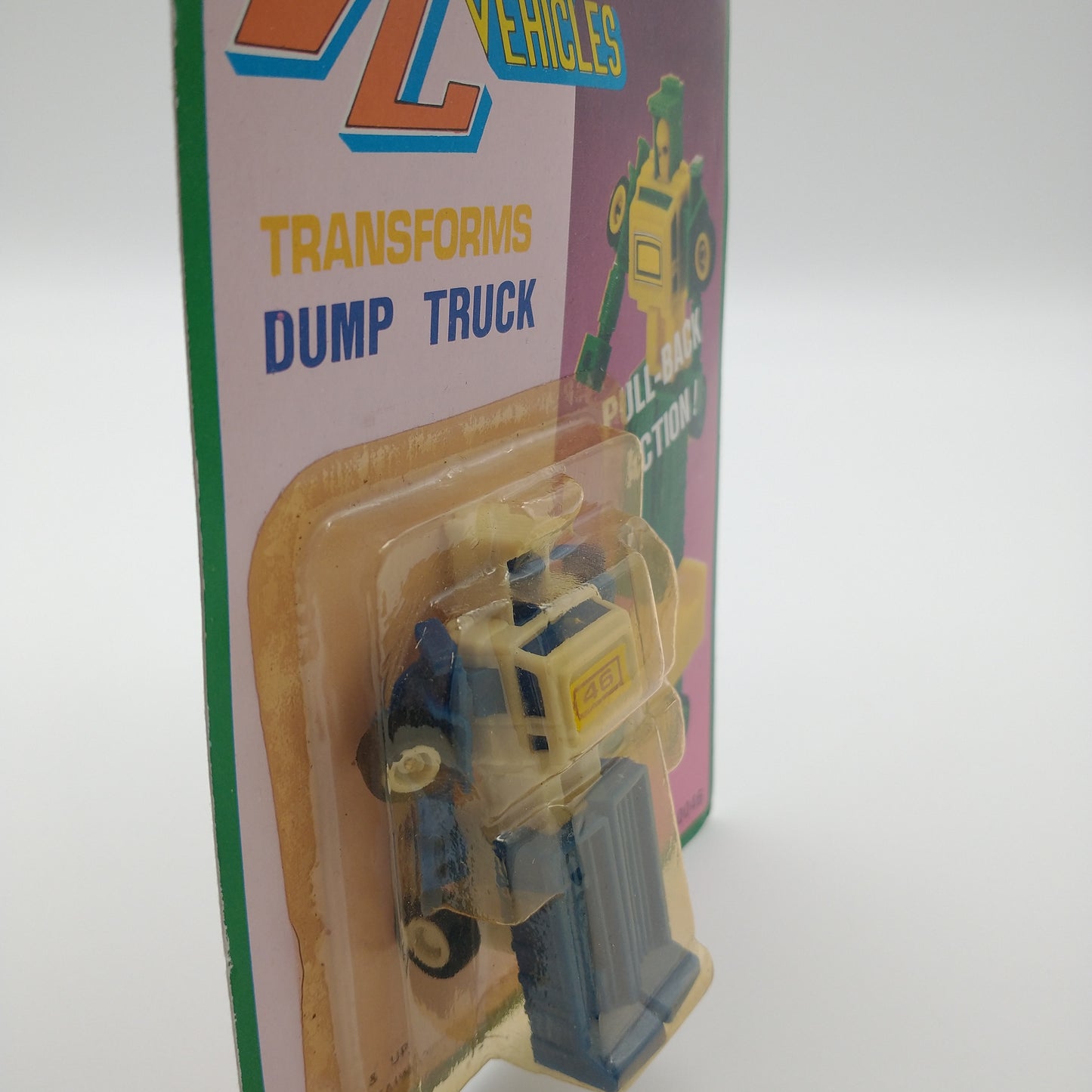 A picture of the left side of the card and bubble. The action figure is inside.