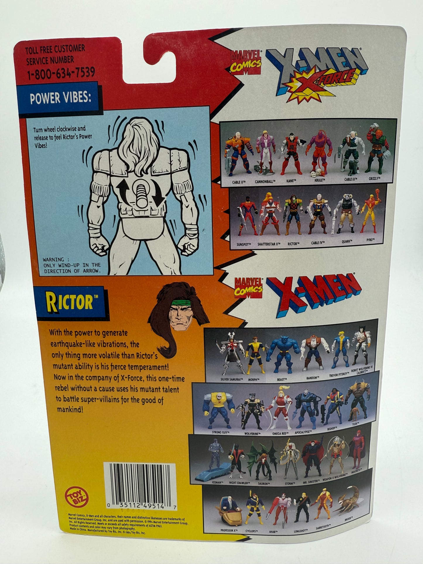 X-Men X-Force Rictor 1994 Toy Biz