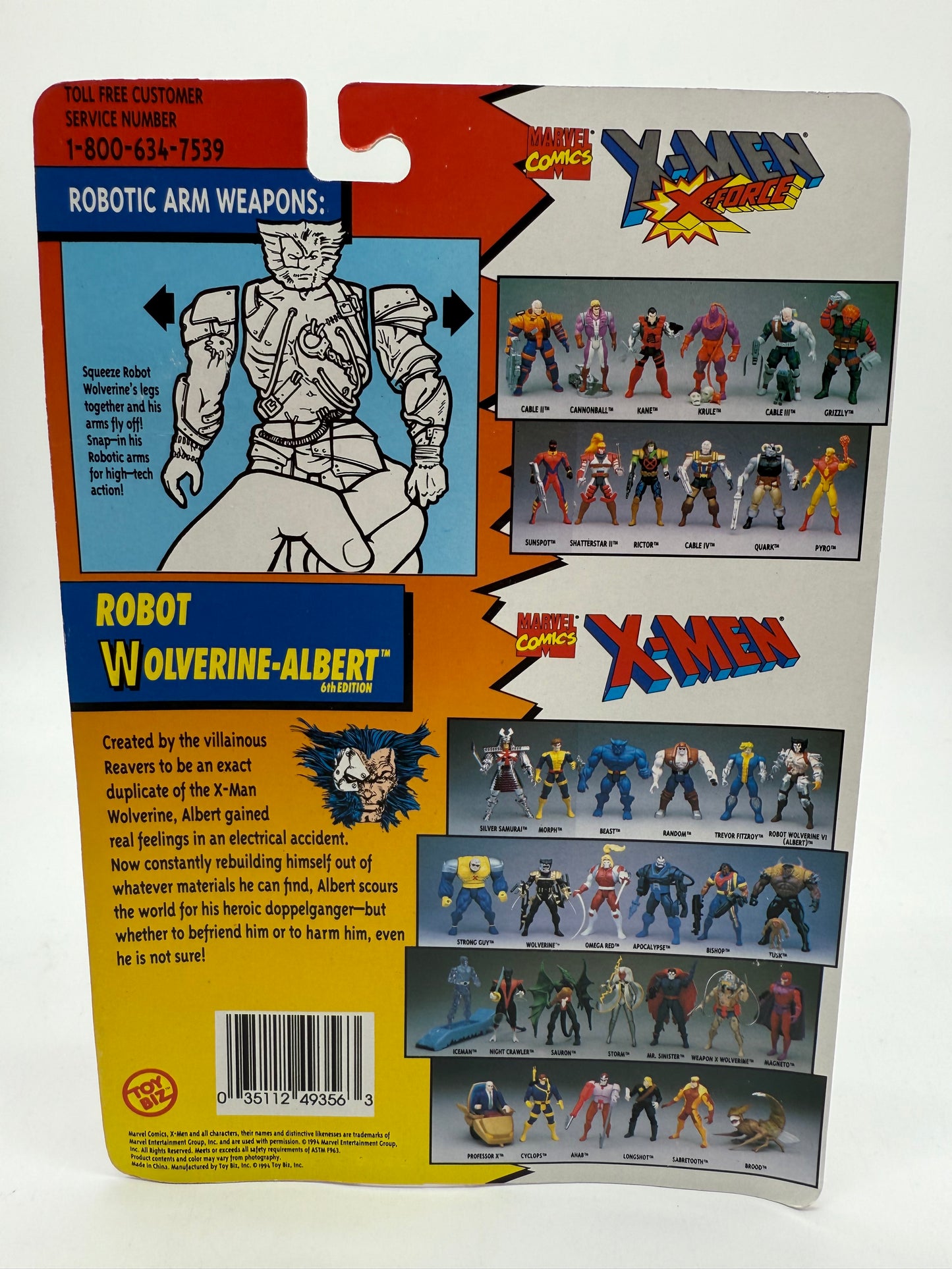 The Uncanny X-Men Robot Wolverine (Albert) 6th Edition 1994 Toy Biz