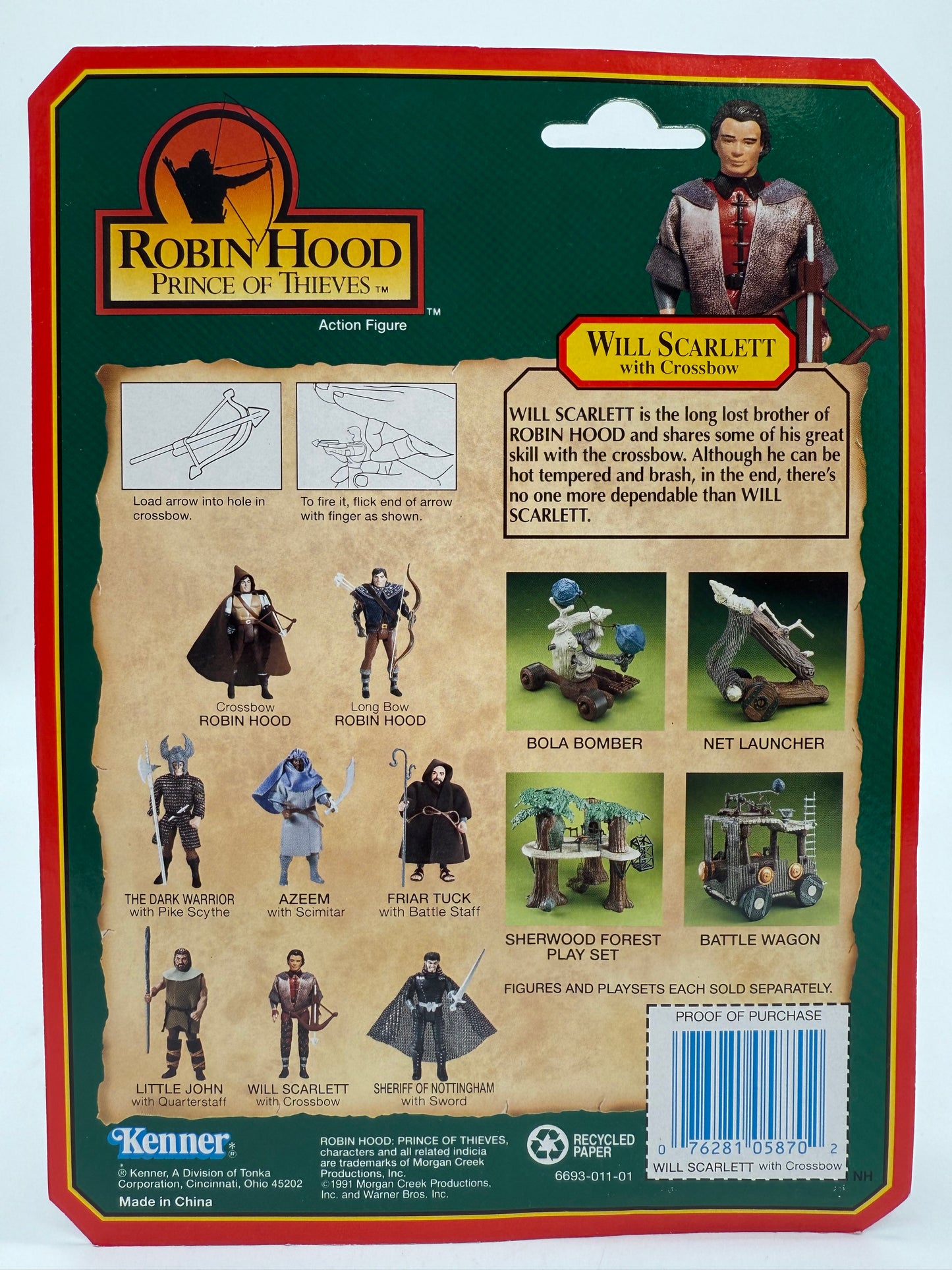 Kenner 1991 Robin Hood Prince of Thieves Will Scarlett