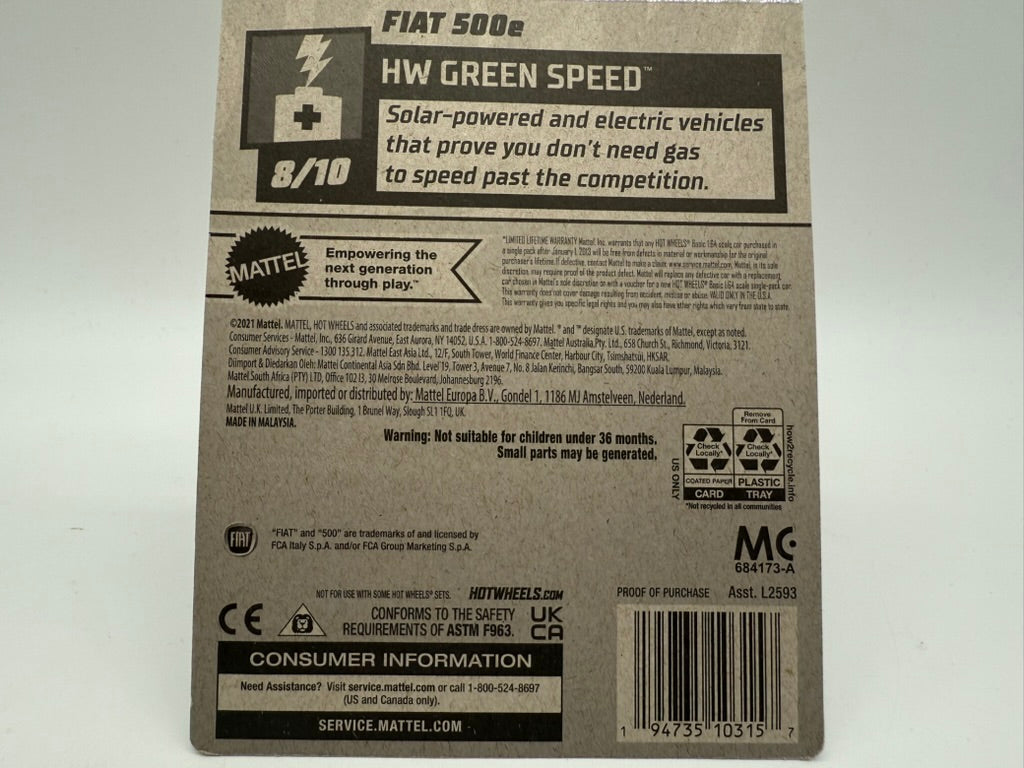 Hot Wheels Fiat 500e 2021 Mattel