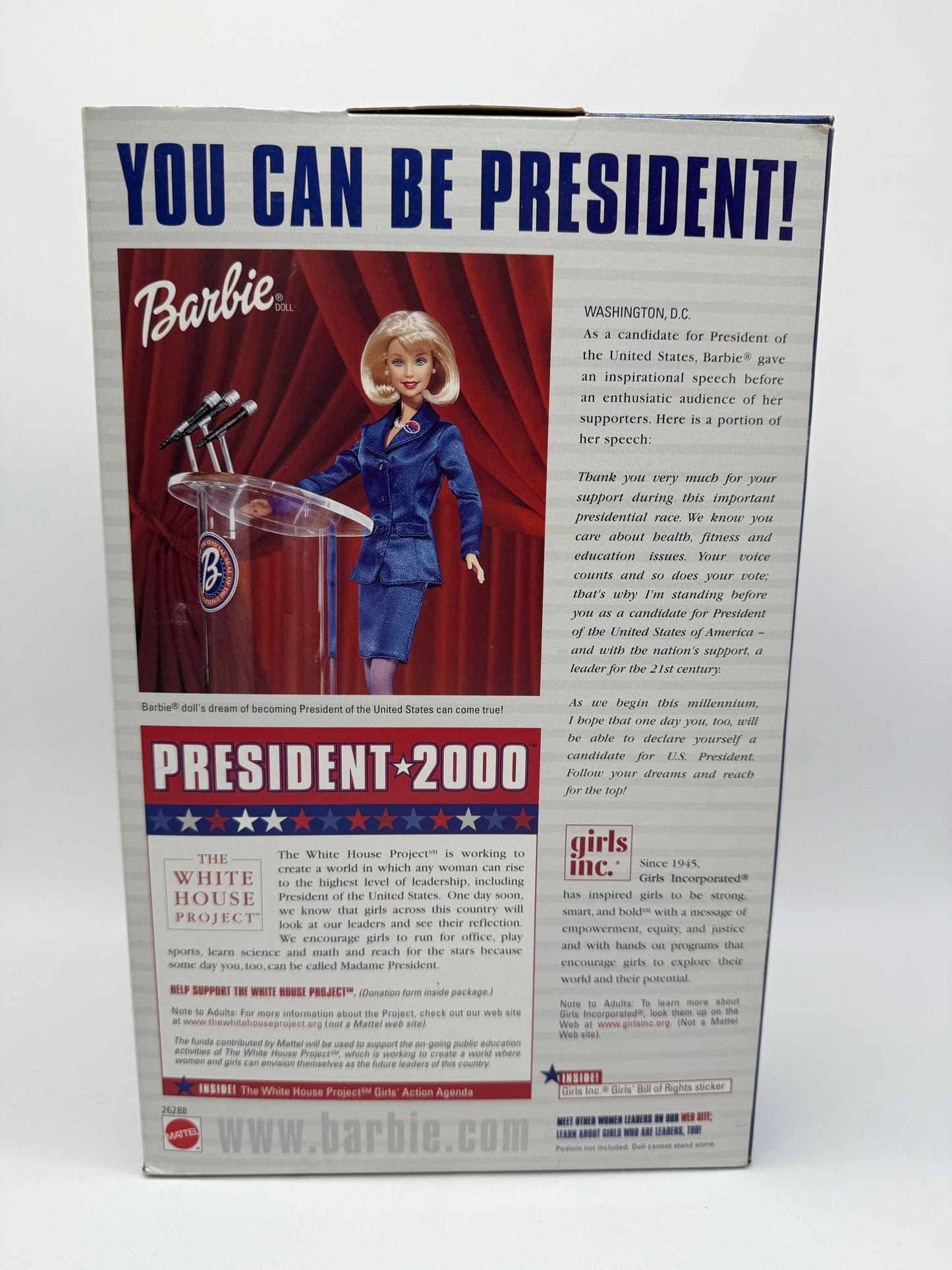 Barbie President 2000 1999 Mattel