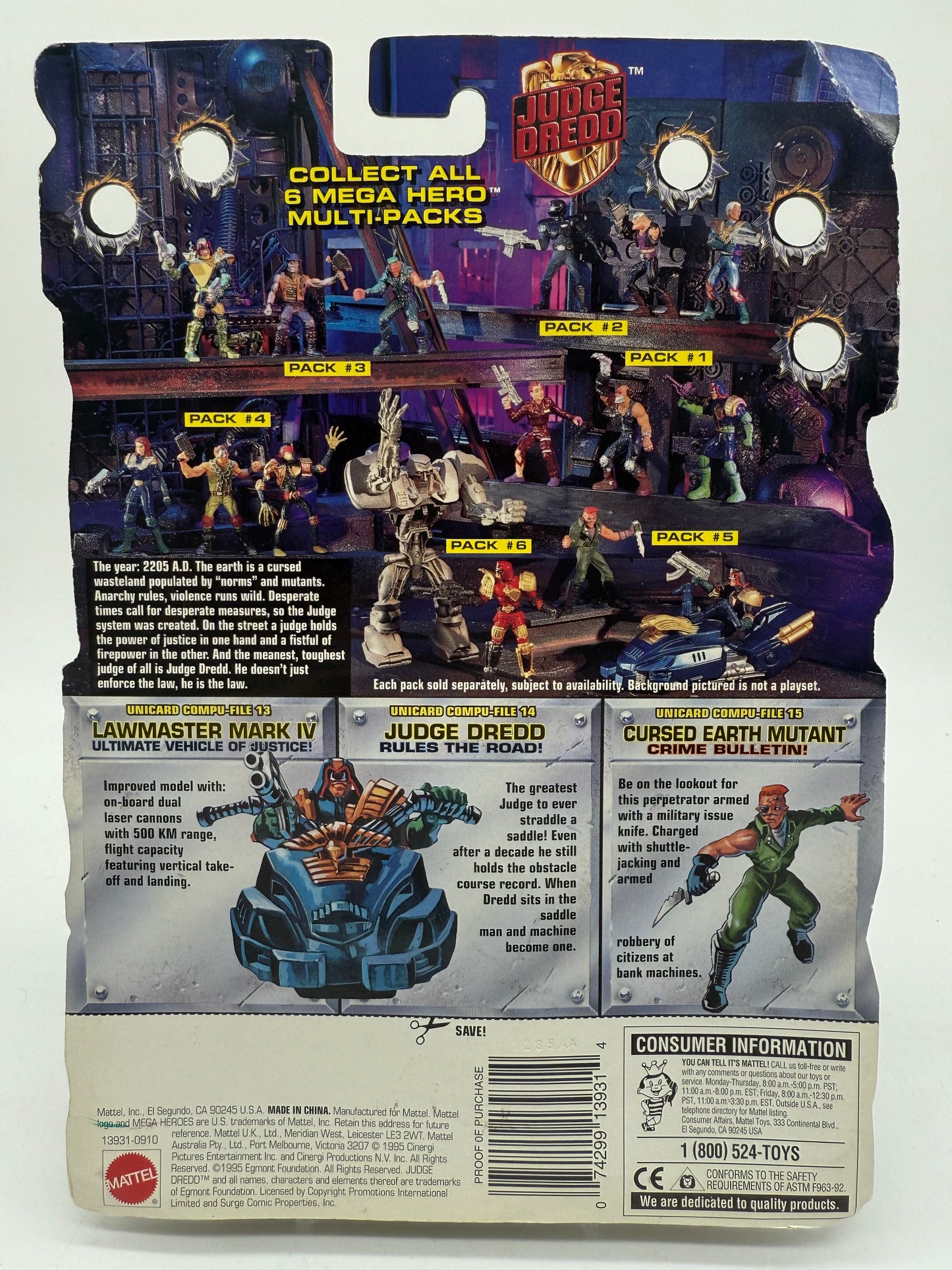 Mattel 1995 Mega Heroes Judge Dredd Judge Vs. Mutant Pack #5