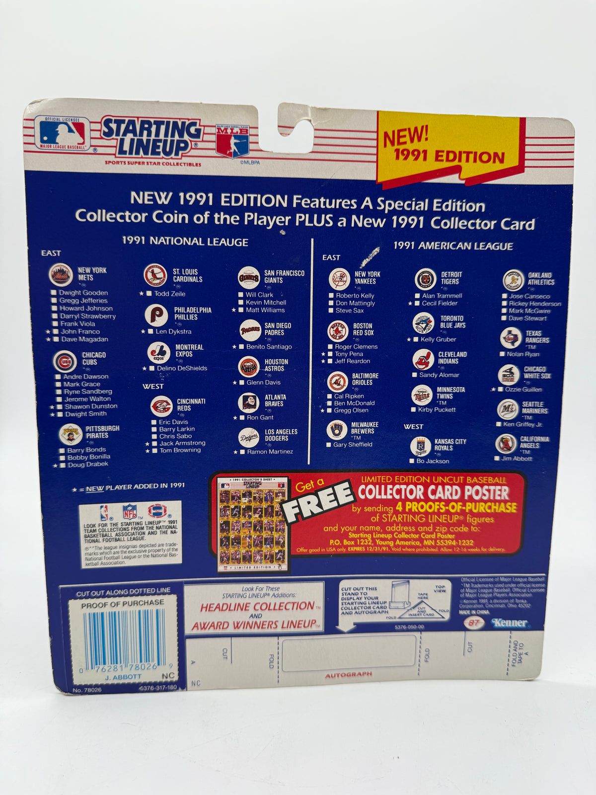 Kenner 1991 Starting Lineup Jim Abbott, photo 4 of 4