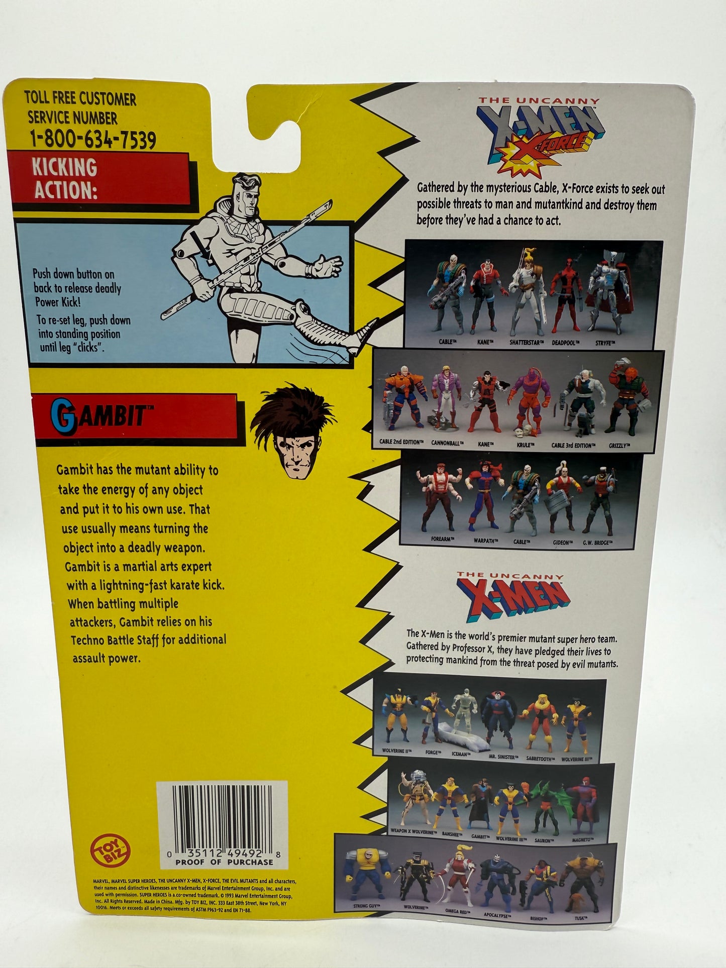 The Uncanny X-Men Gambit 1993 Toy Biz