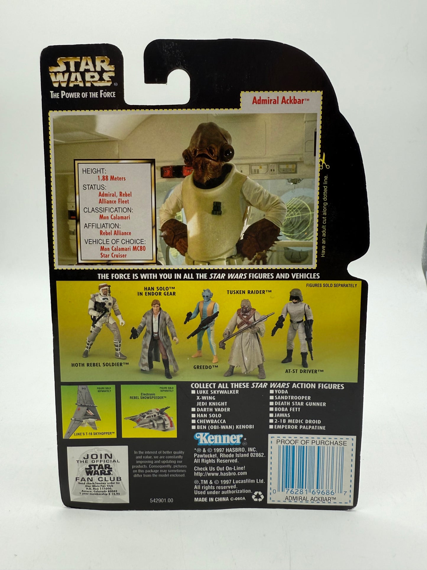 Star Wars The Power Of the Force Admiral Ackbar 1997 Hasbro