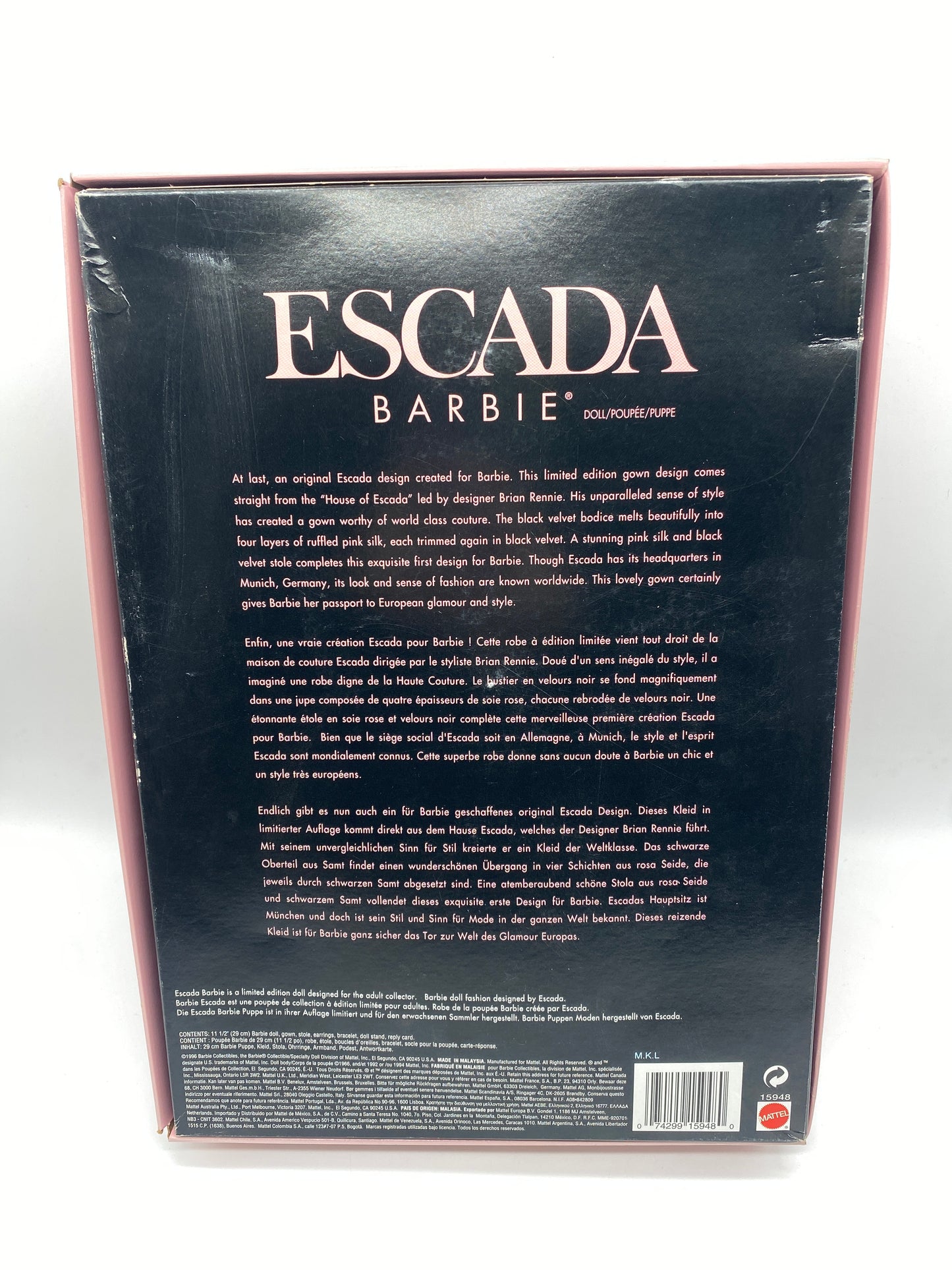 Mattel Barbie Doll 1996 Limited Edition Escada Barbie