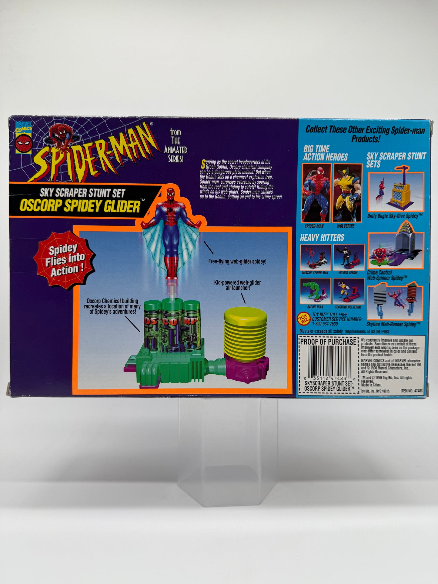 Toy Biz 1996 Spider-Man Sky Scraper Stunt Set Oscorp Spidey Glider