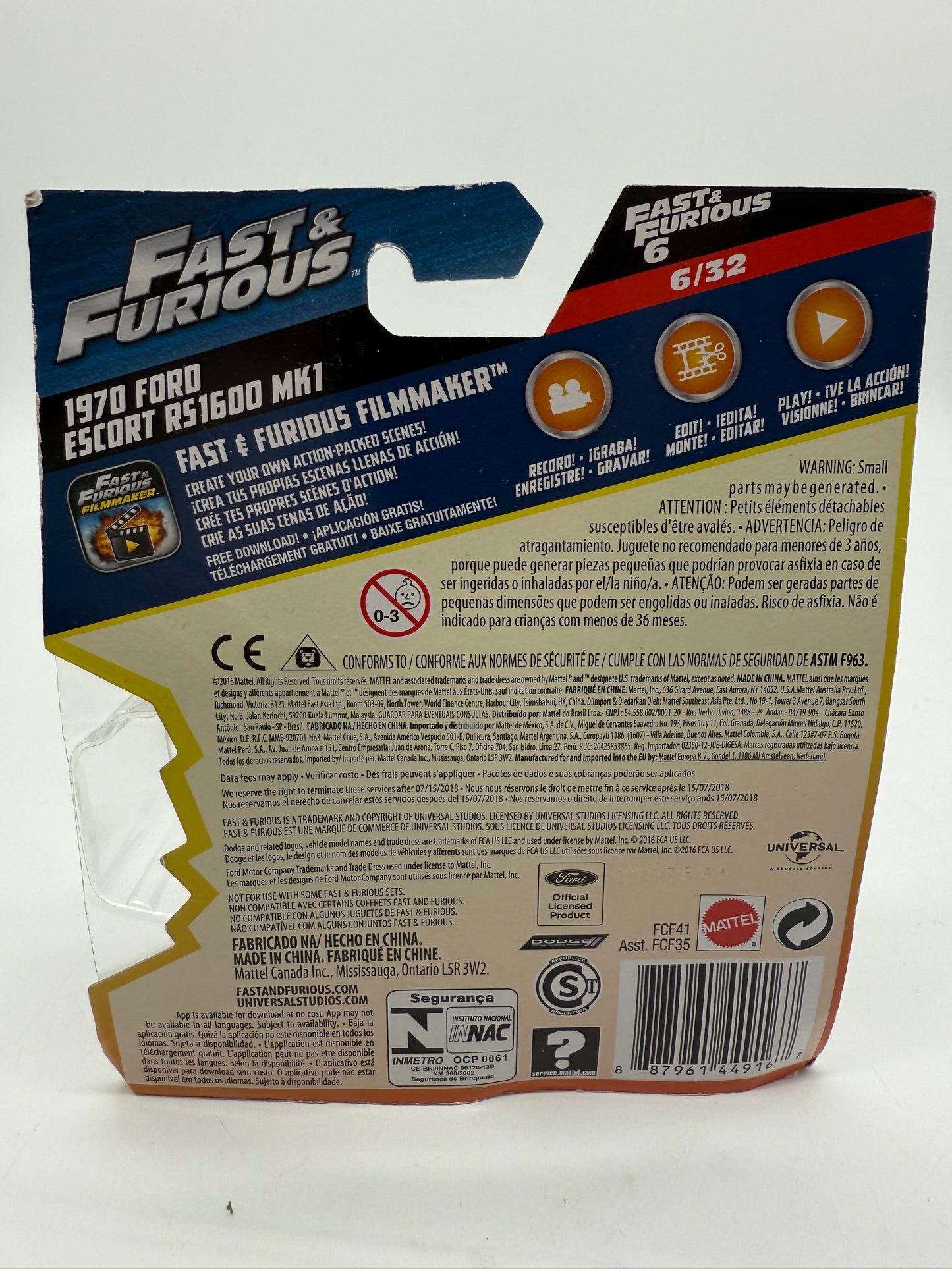 Hot Wheels Fast and Furious Ford Escort R51600 MK1 2016 Mattel