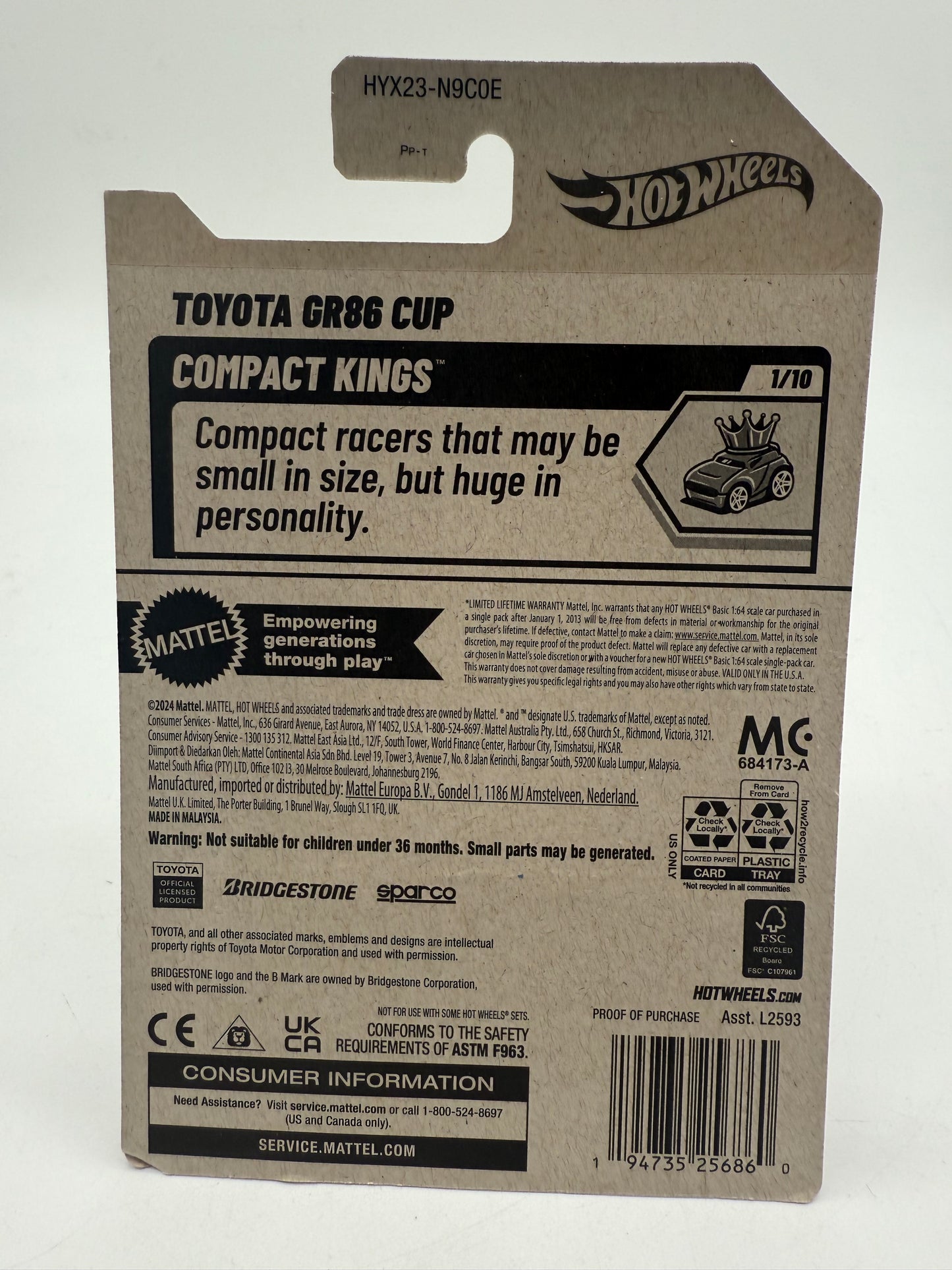 Hot Wheels Toyota GR86 Cup 2024 Mattel