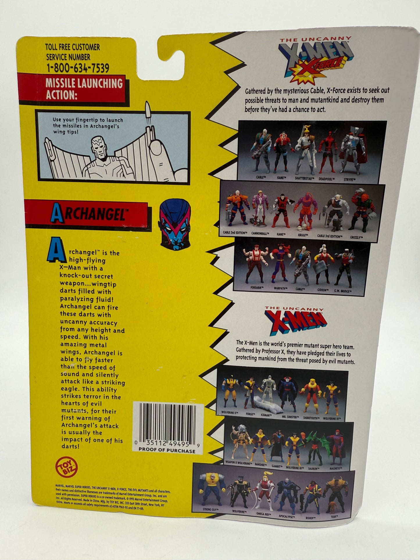 The Uncanny X-Men Archangel (Gray Wings) 1993 Toy Biz
