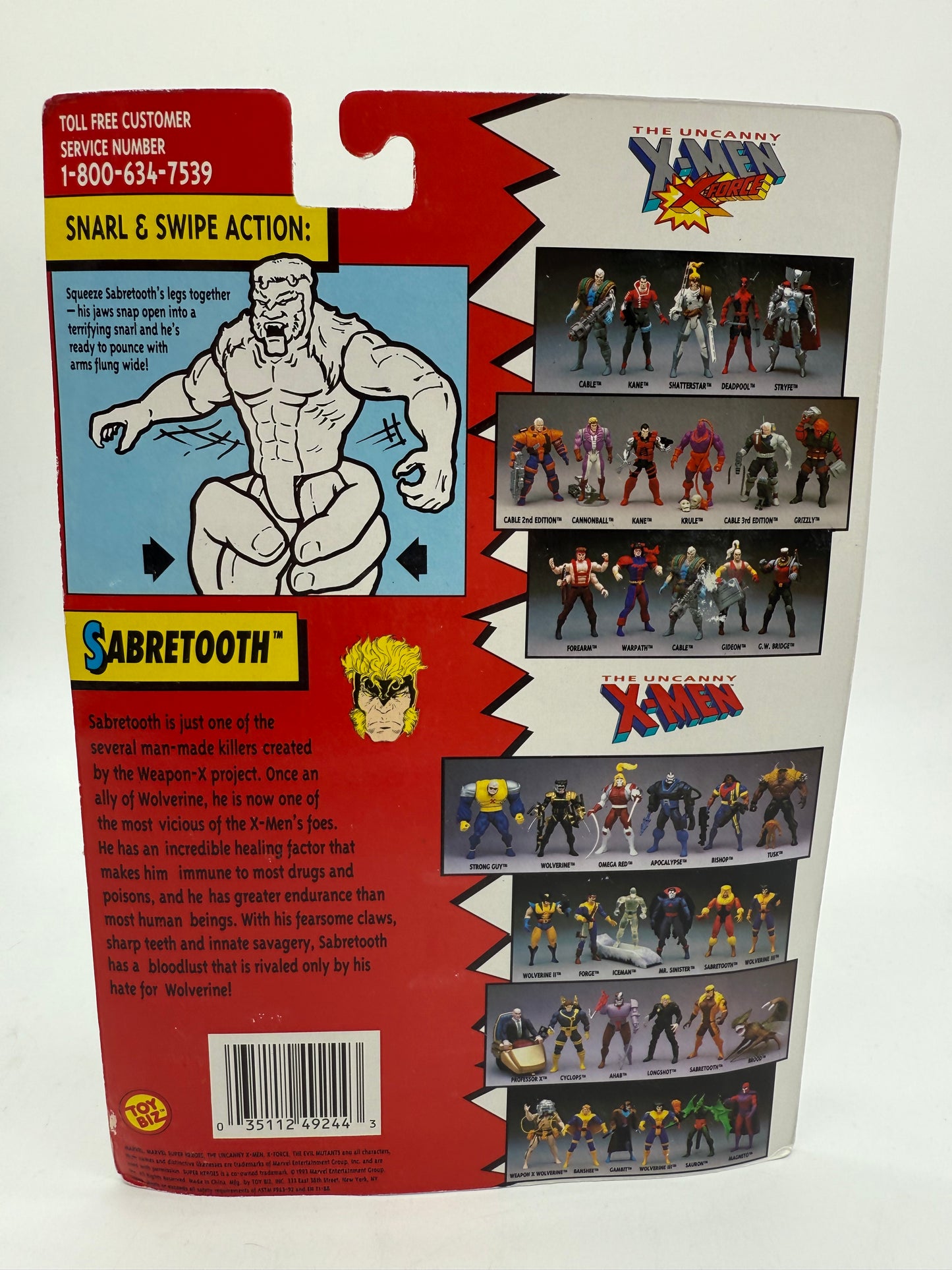 The Evil Mutants X-Men Sabretooth 1993 Toy Biz