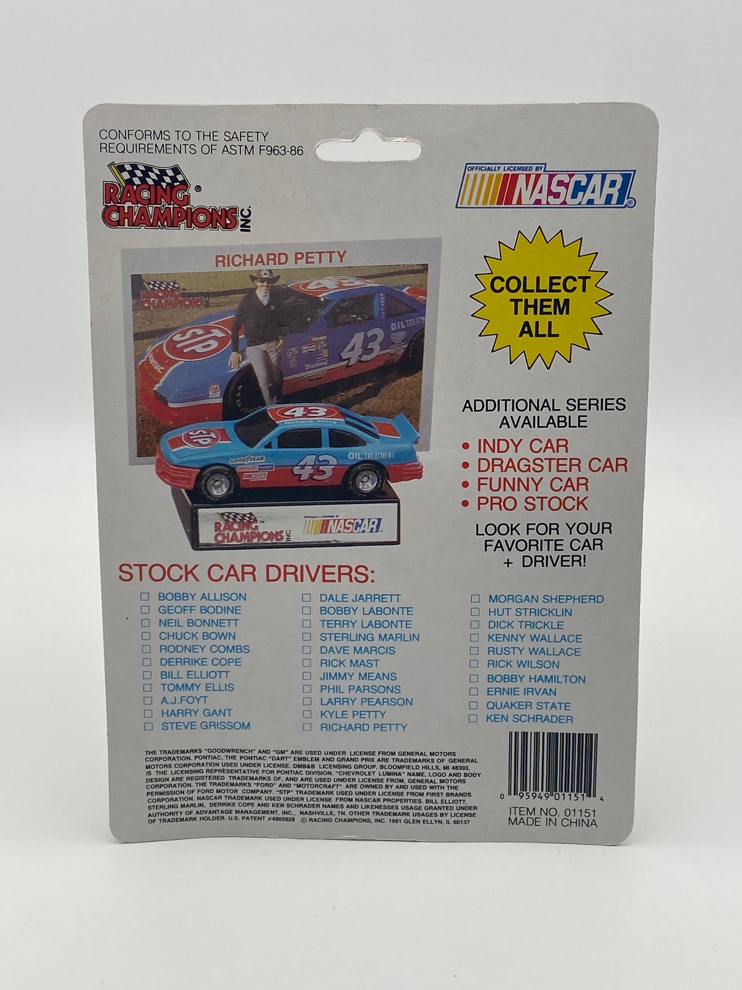 Racing Champions Nascar Stock Car 1991 Rusty Wallace #2 1:64 Die-Cast Car