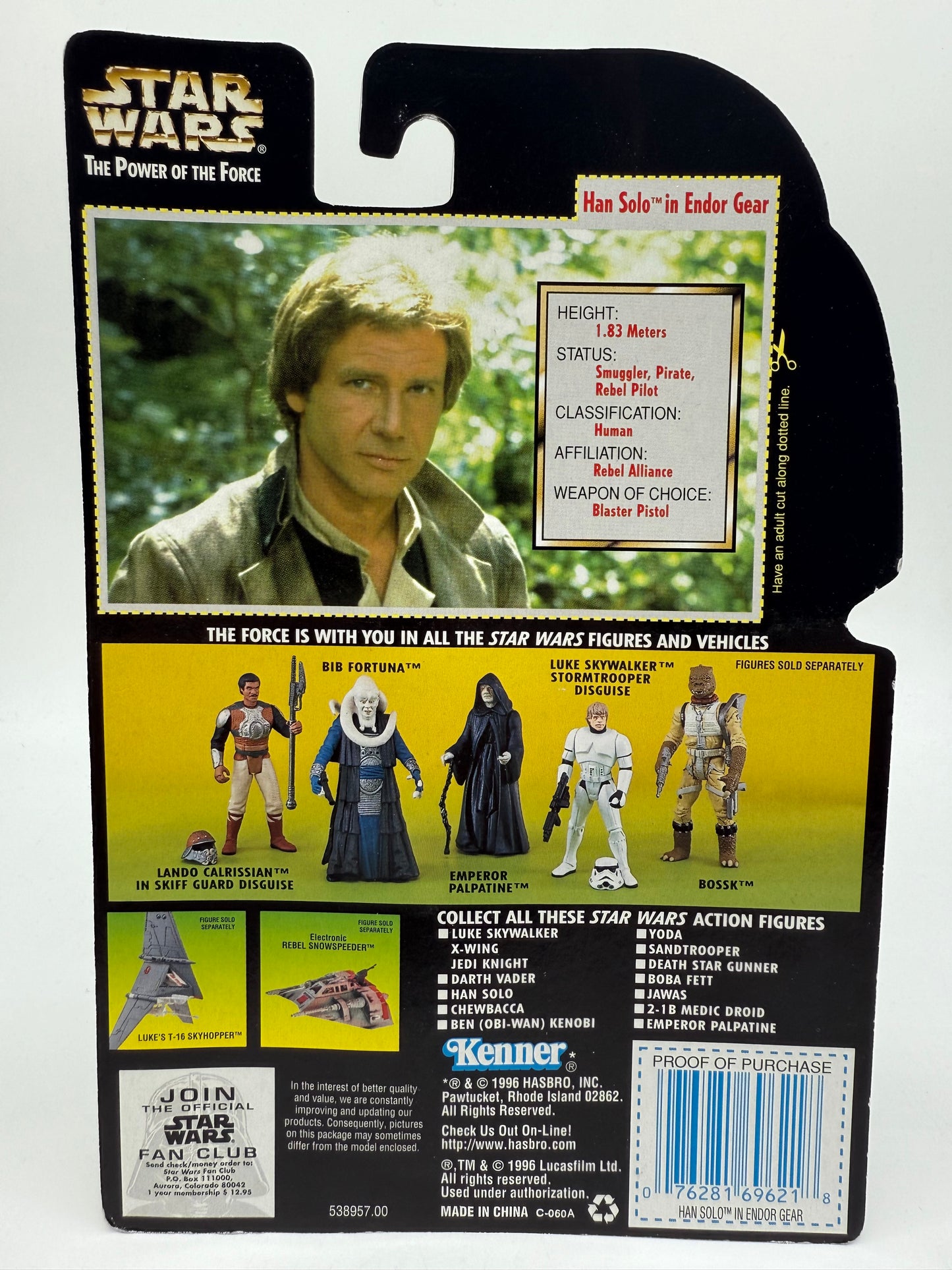 Kenner 1996 Star Wars The Power of the Force Han Solo In Endor Gear