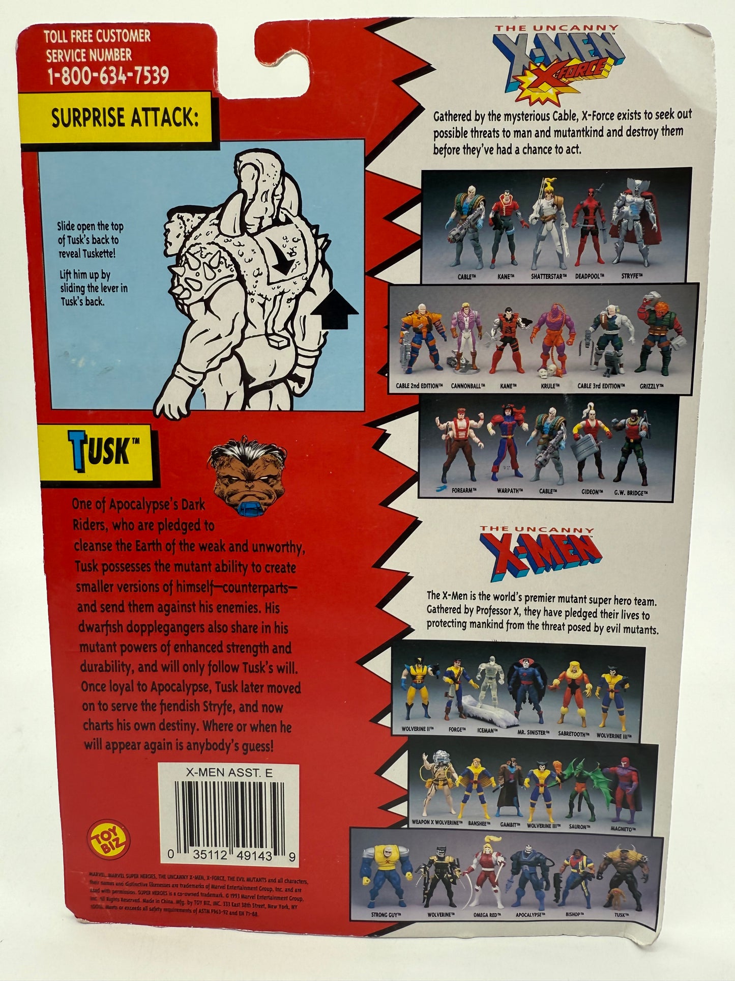 The Evil Mutants X-Men Tusk 1993 Toy Biz
