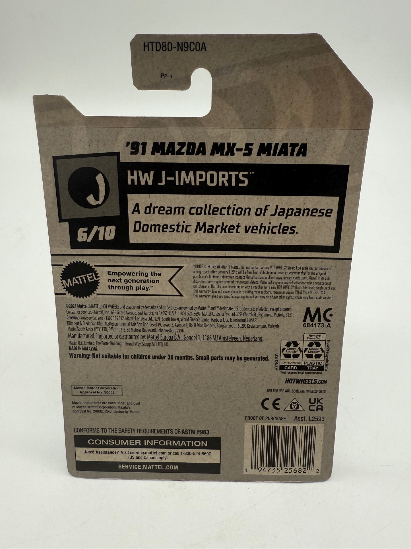 Hot Wheels '91 Mazda MX-5 Miata 2021 Mattel