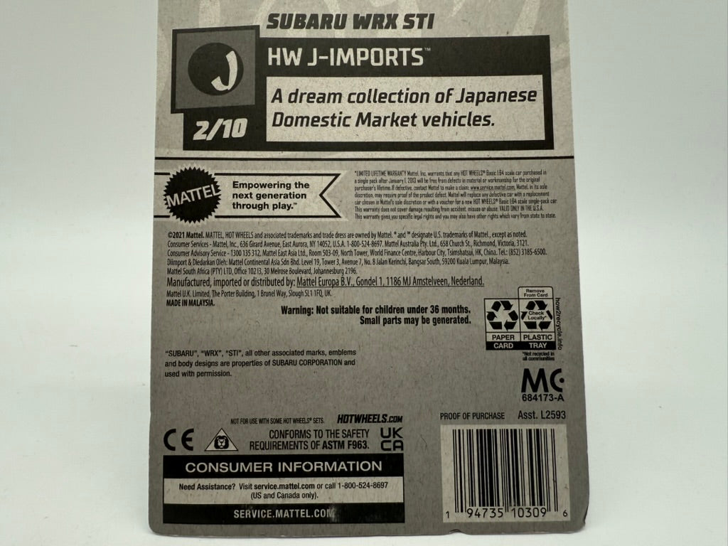 Hot Wheels Subaru WRX STI 2021 Mattel