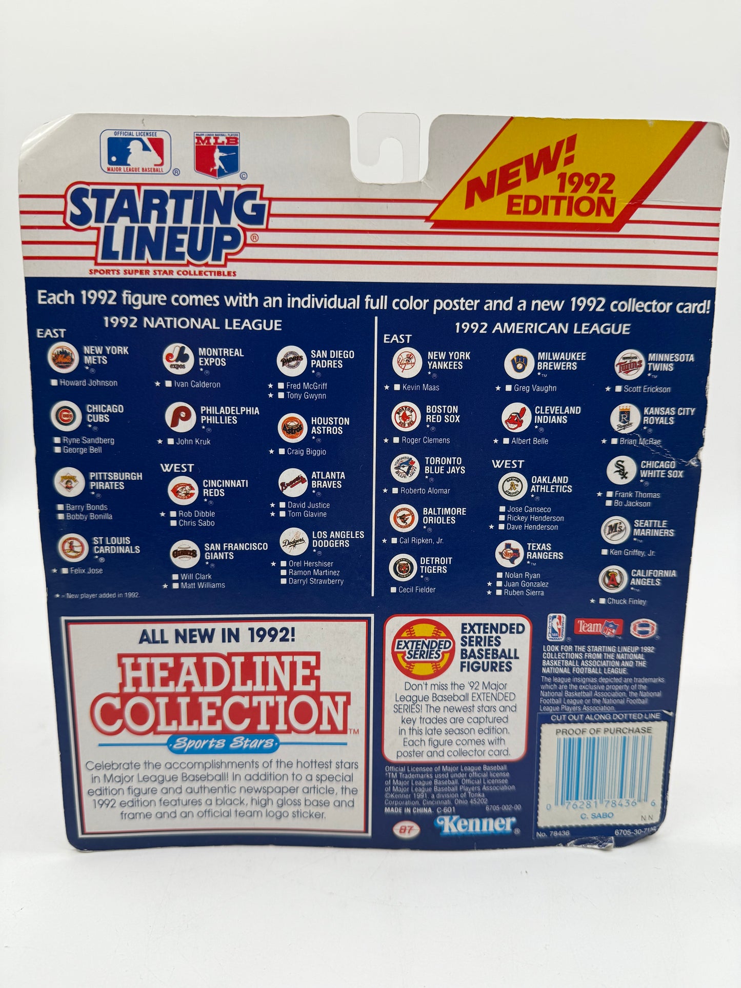 Starting Lineup Chris Sabo 1991 Kenner