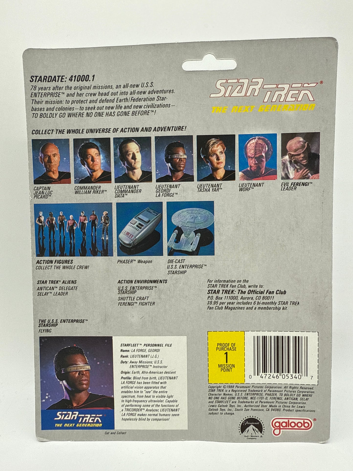Galoob 1988 Star Trek The Next Generation Lieutenant Geordi La Forge