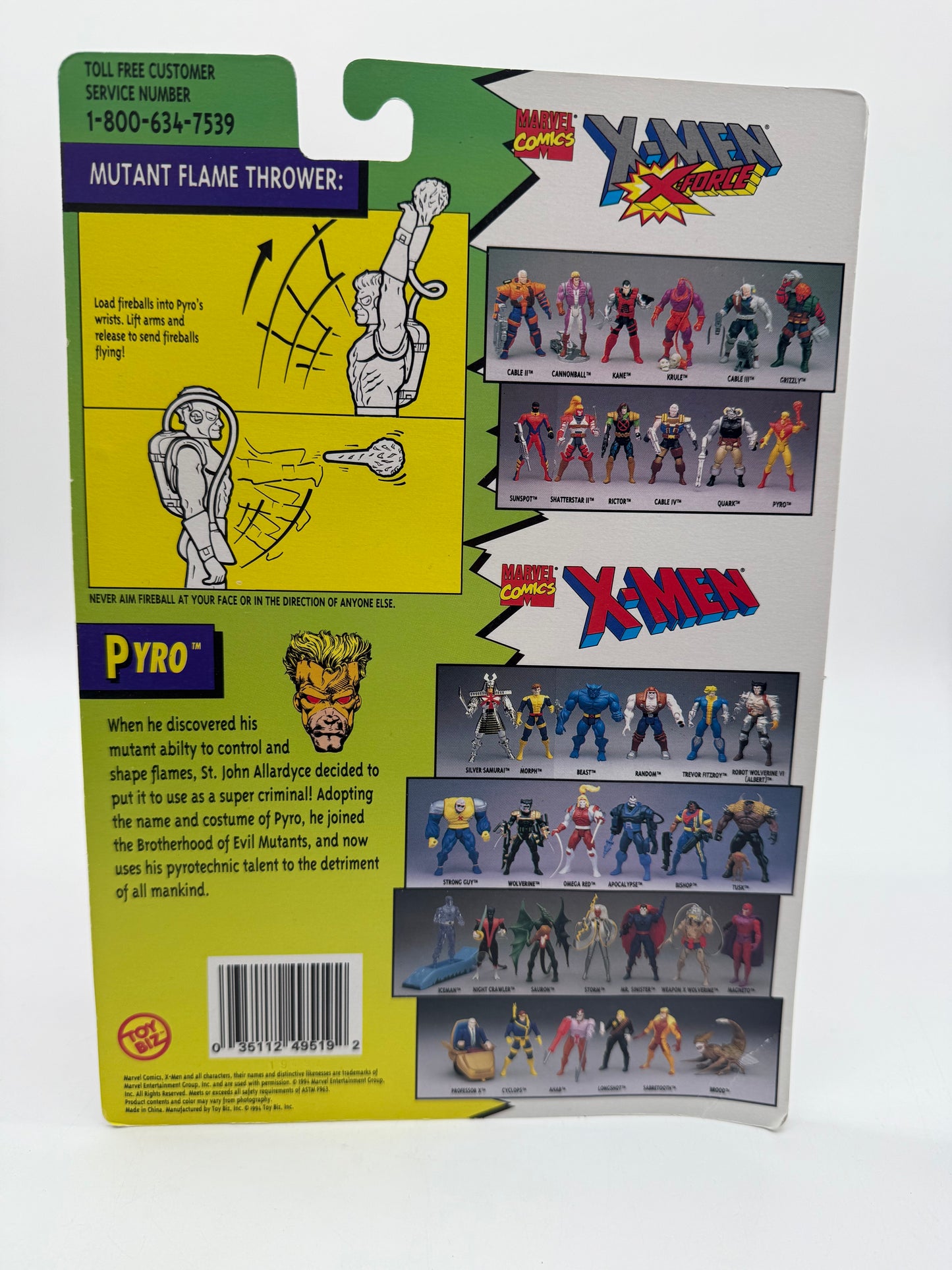 The Evil Mutants X-Men X-Force Pyro 1994 Toy Biz