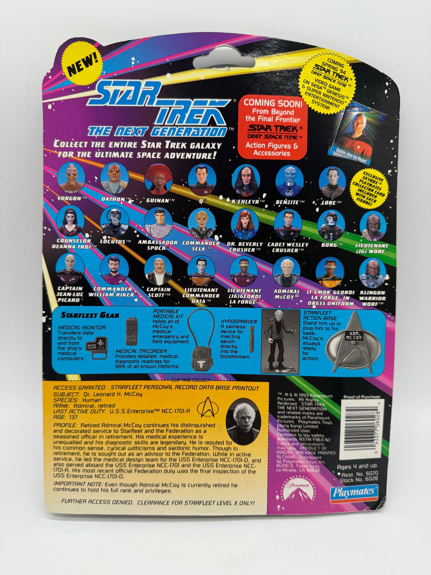 Playmates 1993 Star Trek Next Generation Admiral Leonard H. McCoy