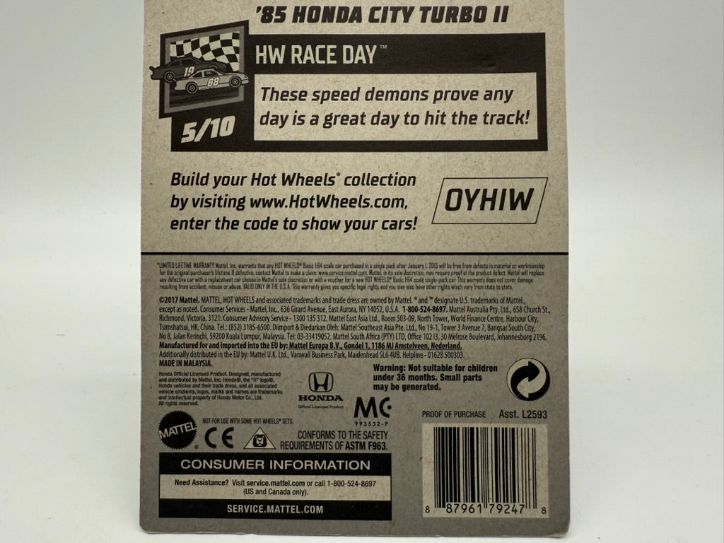 Hot Wheels 1985 Honda City Turbo II 2017 Mattel