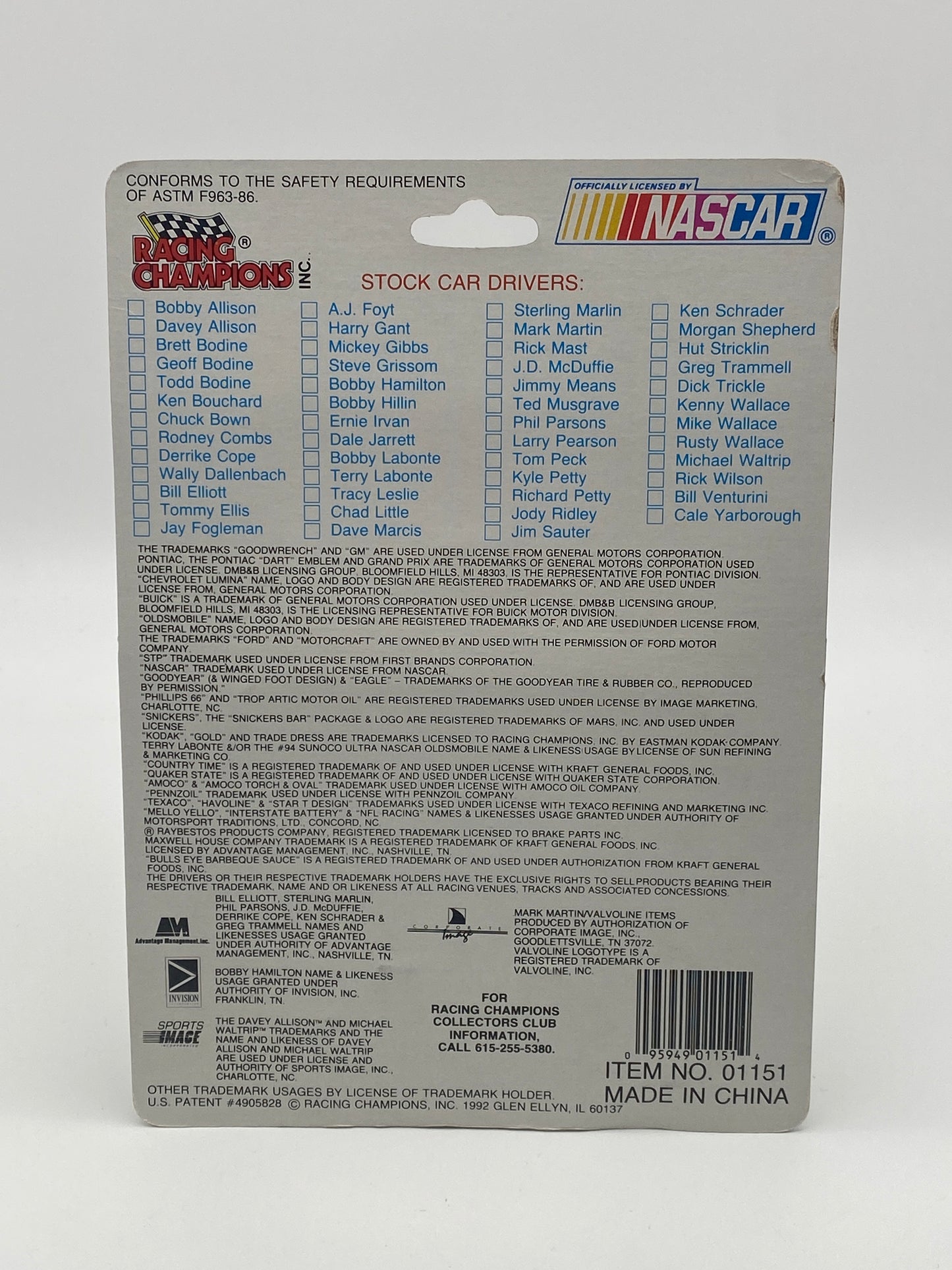 Racing Champions Nascar Stock Car 1992 Kyle Petty #42 1:64 Die-Cast Car