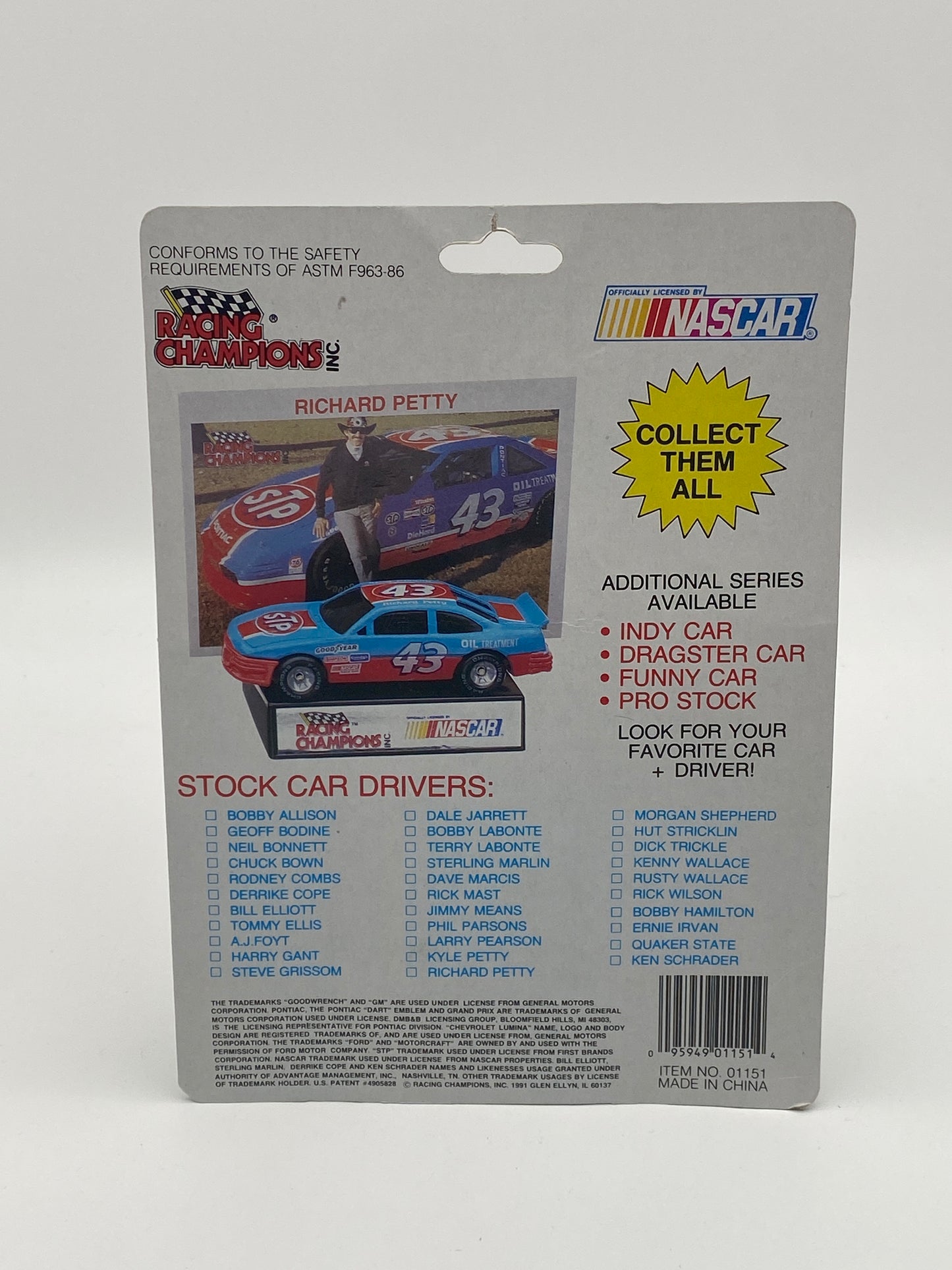 Racing Champions Nascar Stock Car 1991 Kyle Petty #42 1:64 Die-Cast Car