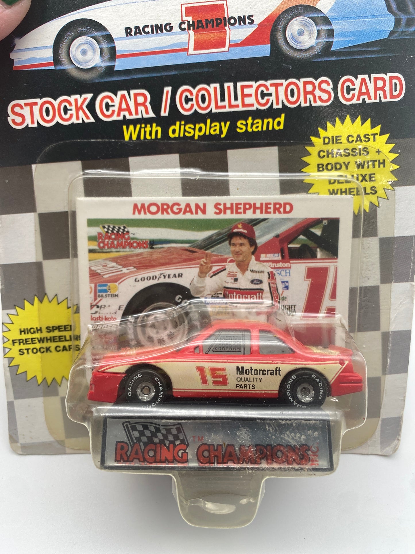 Racing Champions Stock Car/Collectors Card 1989 Morgan Shepherd #15 Motorcraft 1:64 Die-Cast Car