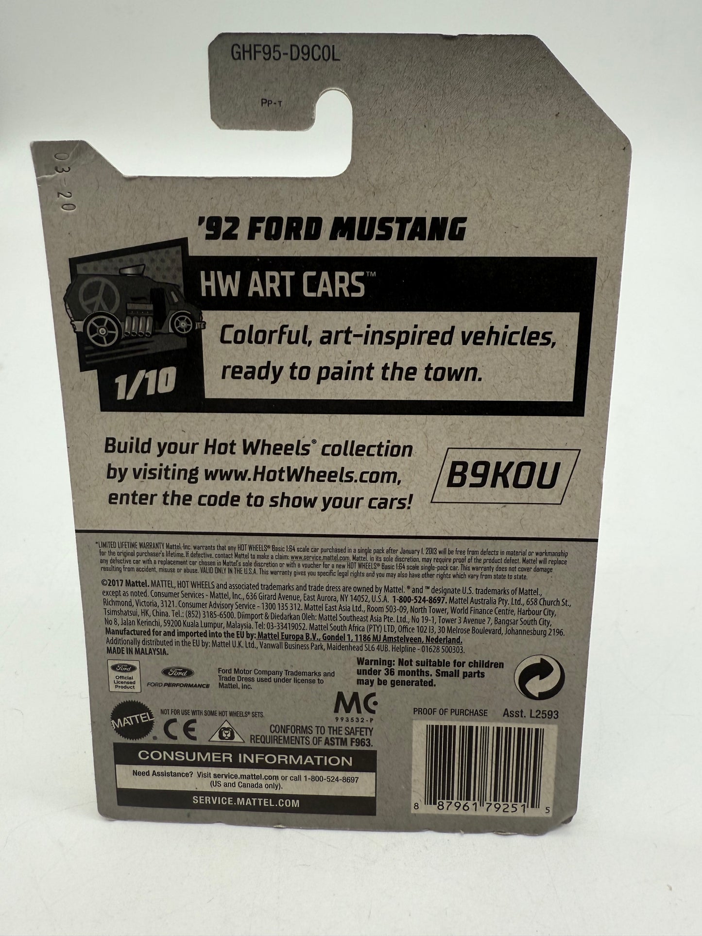 Hot Wheels '92 Ford Mustang 2017 Mattel