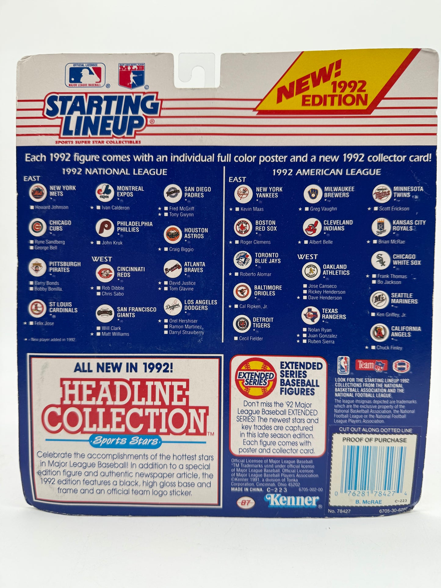 MLB Starting Lineup Brian McRae 1991 Kenner