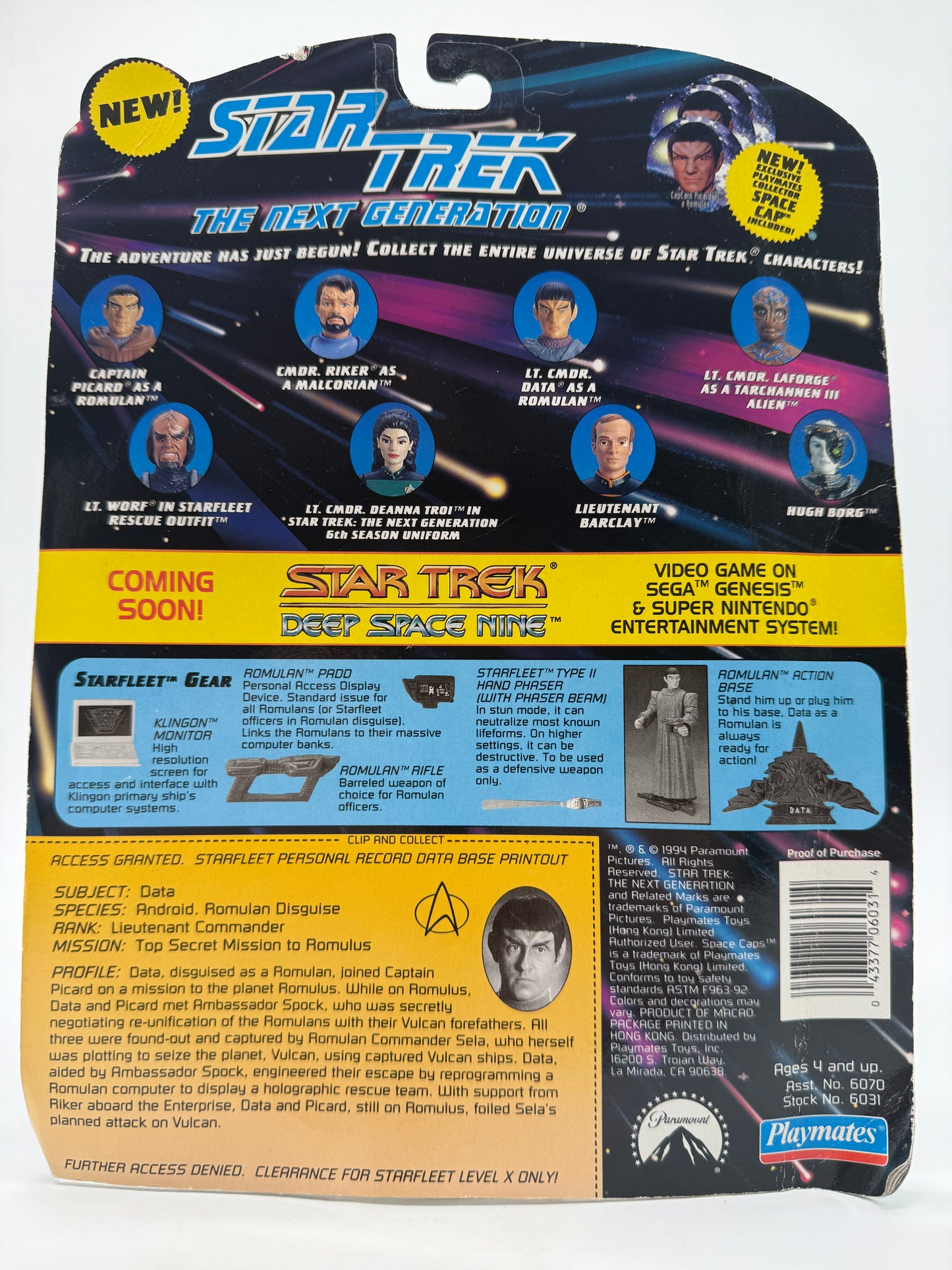 Star Trek The Next Generation Lieutenant Commander Data as a Romulan 1994 Playmates