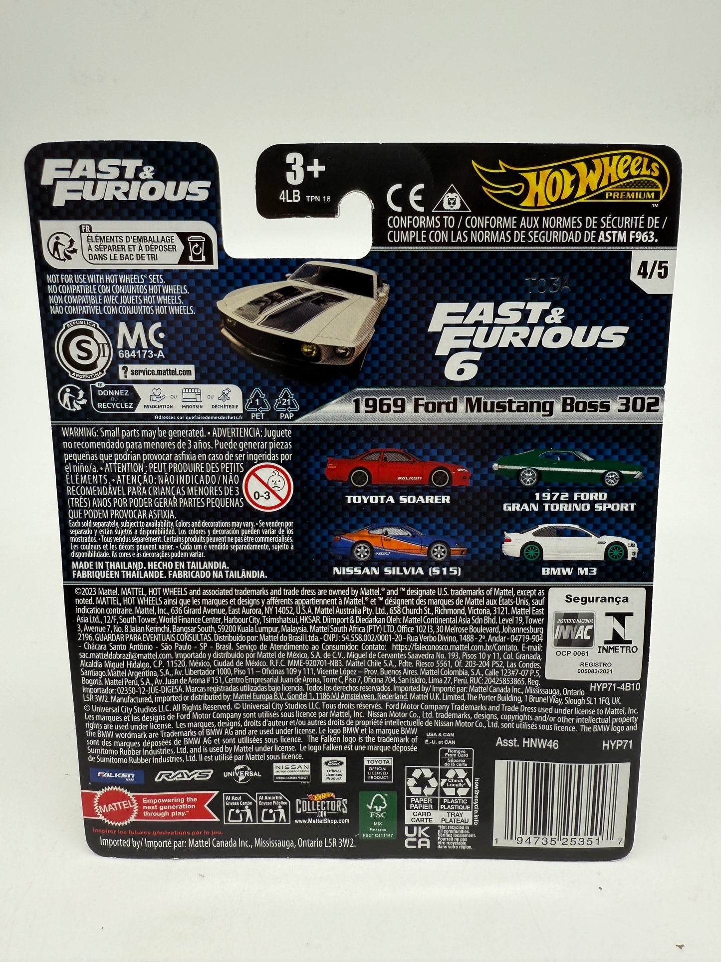 Hot Wheels Fast and Furious 1969 Ford Mustang Boss 302 2023 Mattel