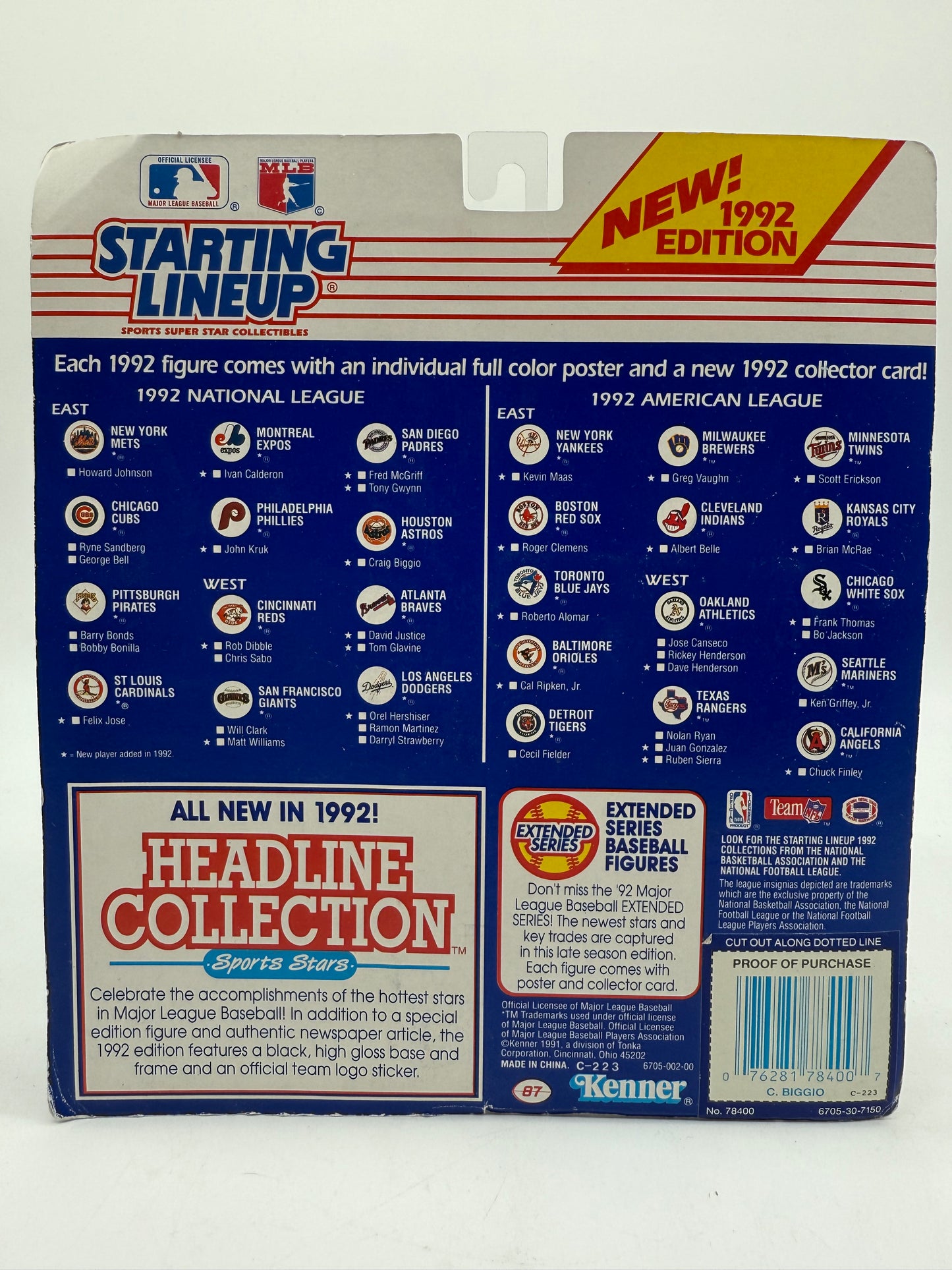 MLB Starting Lineup Craig Biggio 1991 Kenner