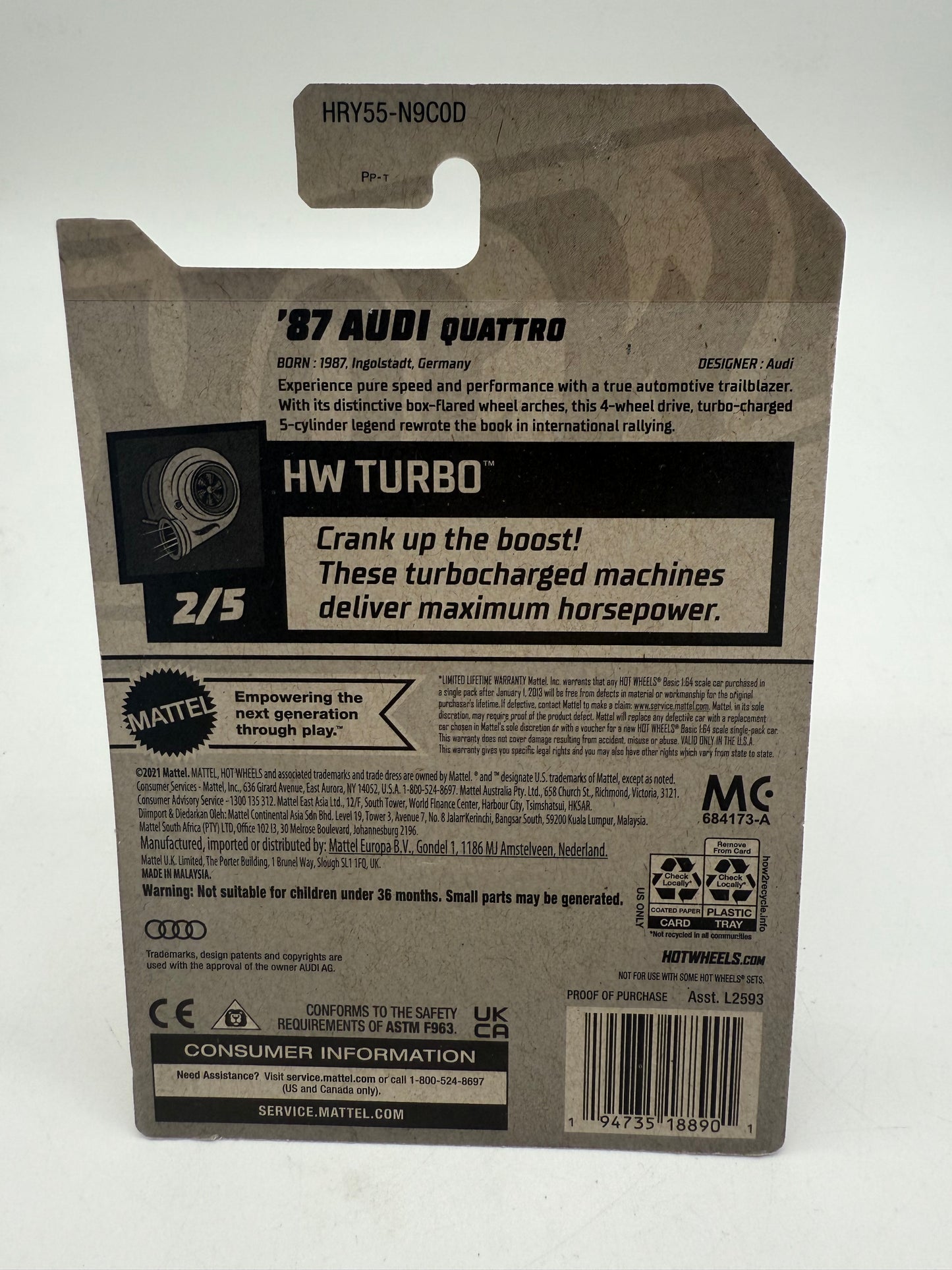 Hot Wheels '87 Audi Quattro 2021 Mattel