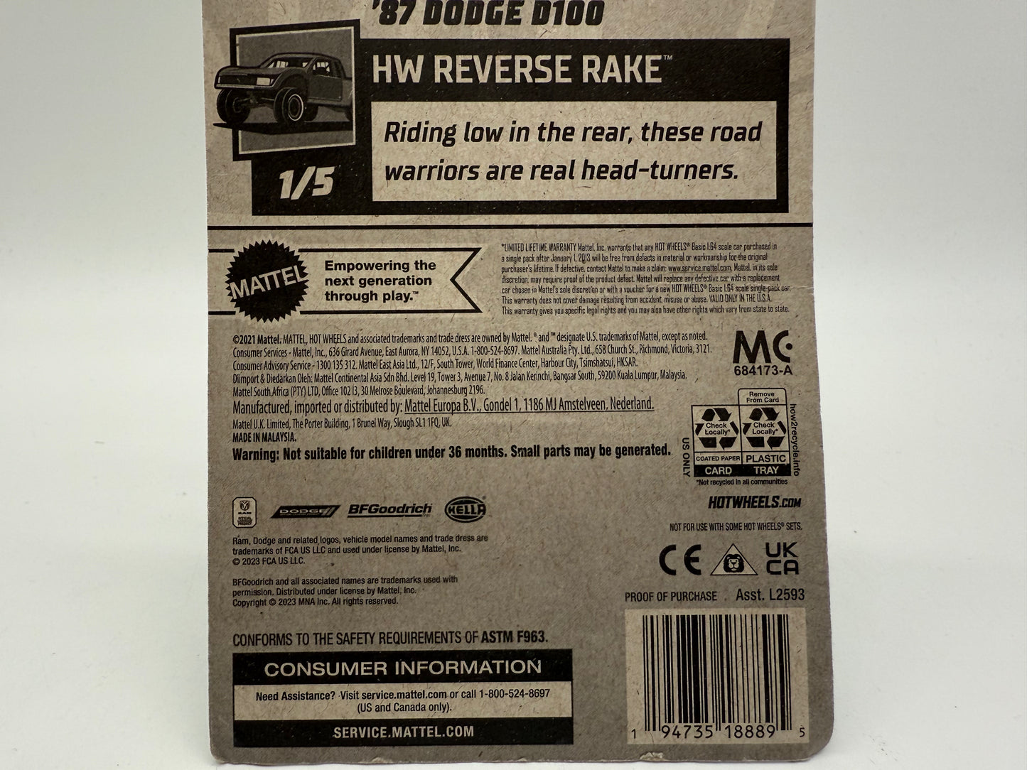 Hot Wheels 1987 Dodge D100 2021 Mattel (Teal)