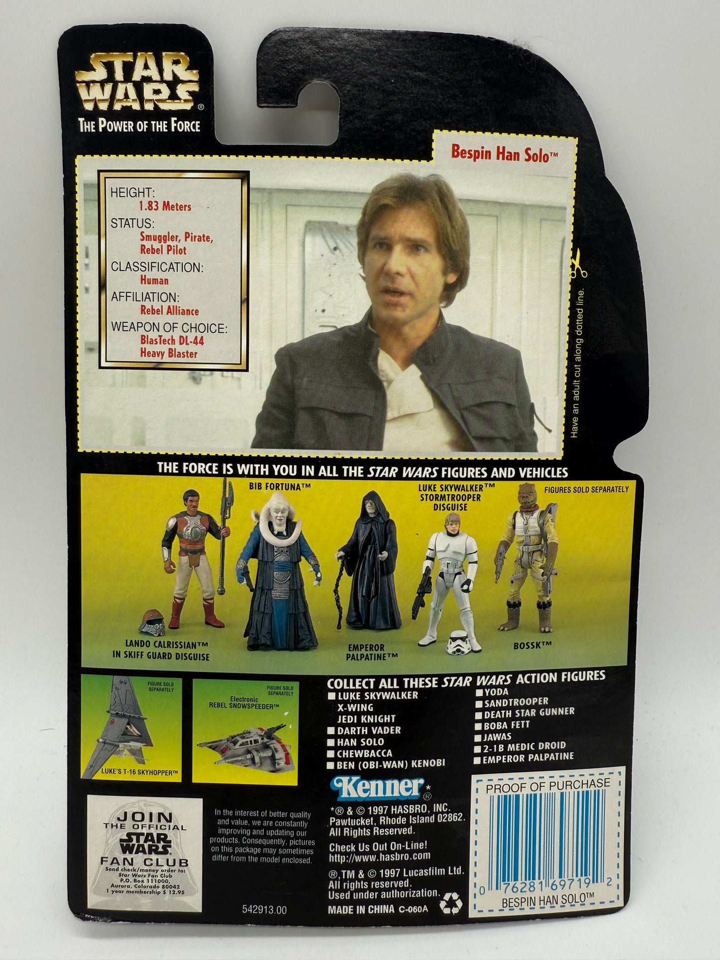 Star Wars The Power of The Force Bespin Han Solo 1997 Kenner