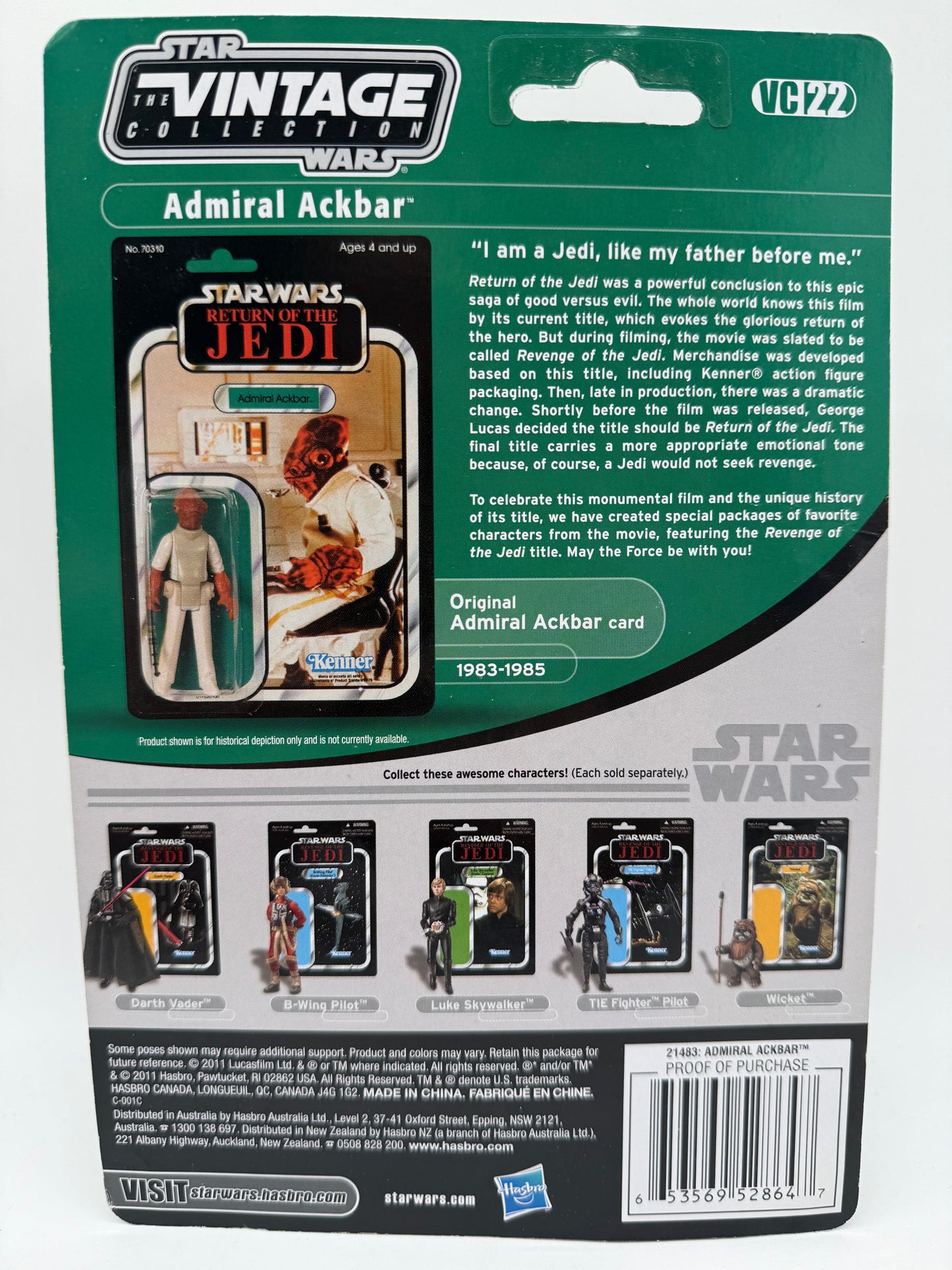 Hasbro 2011 Star Wars The Vintage Collection Revenge of the Jedi Admiral Ackbar