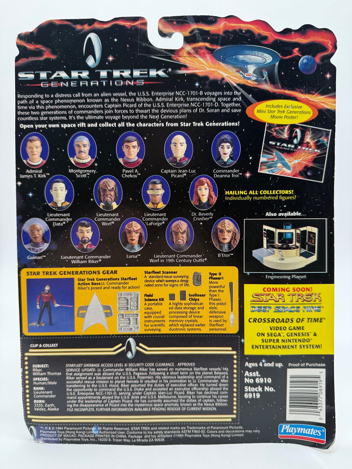 Star Trek Generations Lieutenant Commander William Riker 1994 Playmates