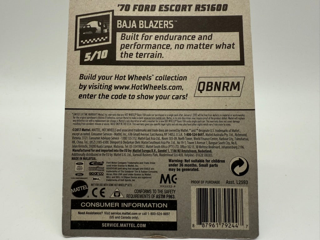Hot Wheels 1970 Ford Escort RS1600 2017 Mattel