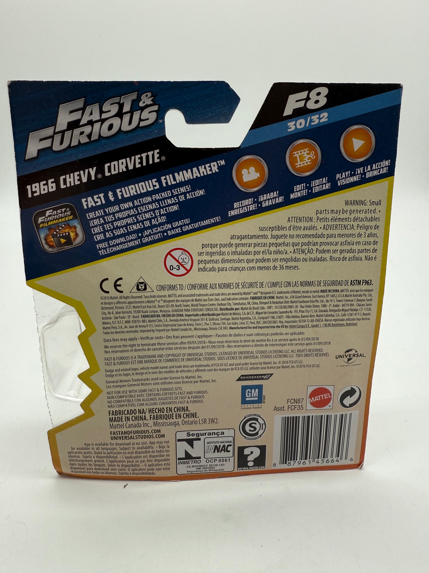 Hot Wheels Fast and Furious Chevy Corvette 1966 2016 Mattel