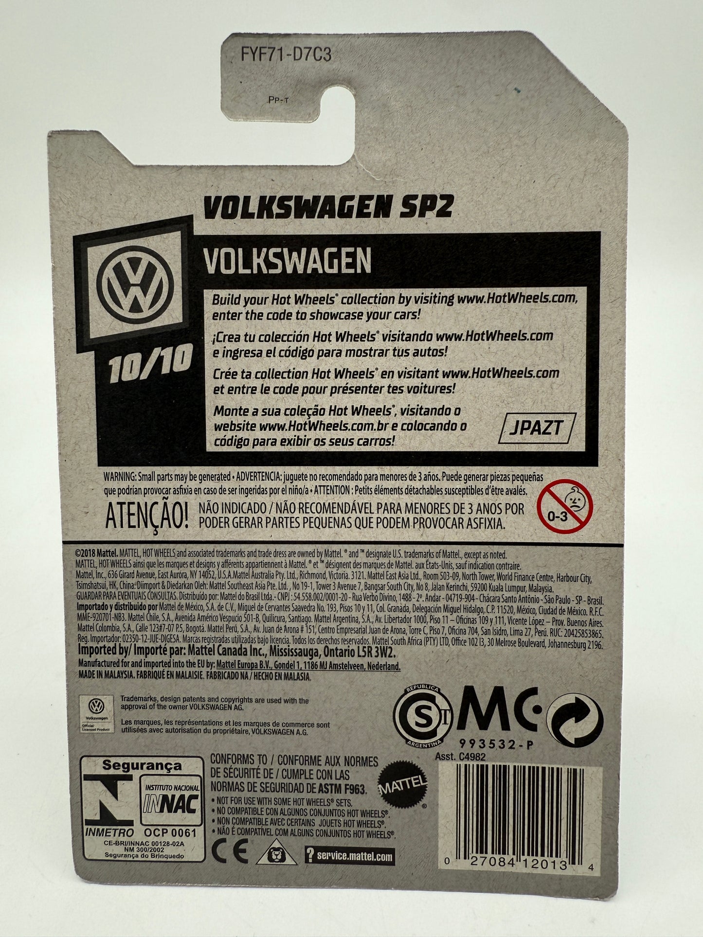 Hot Wheels Volkswagen SP2 2018 Mattel