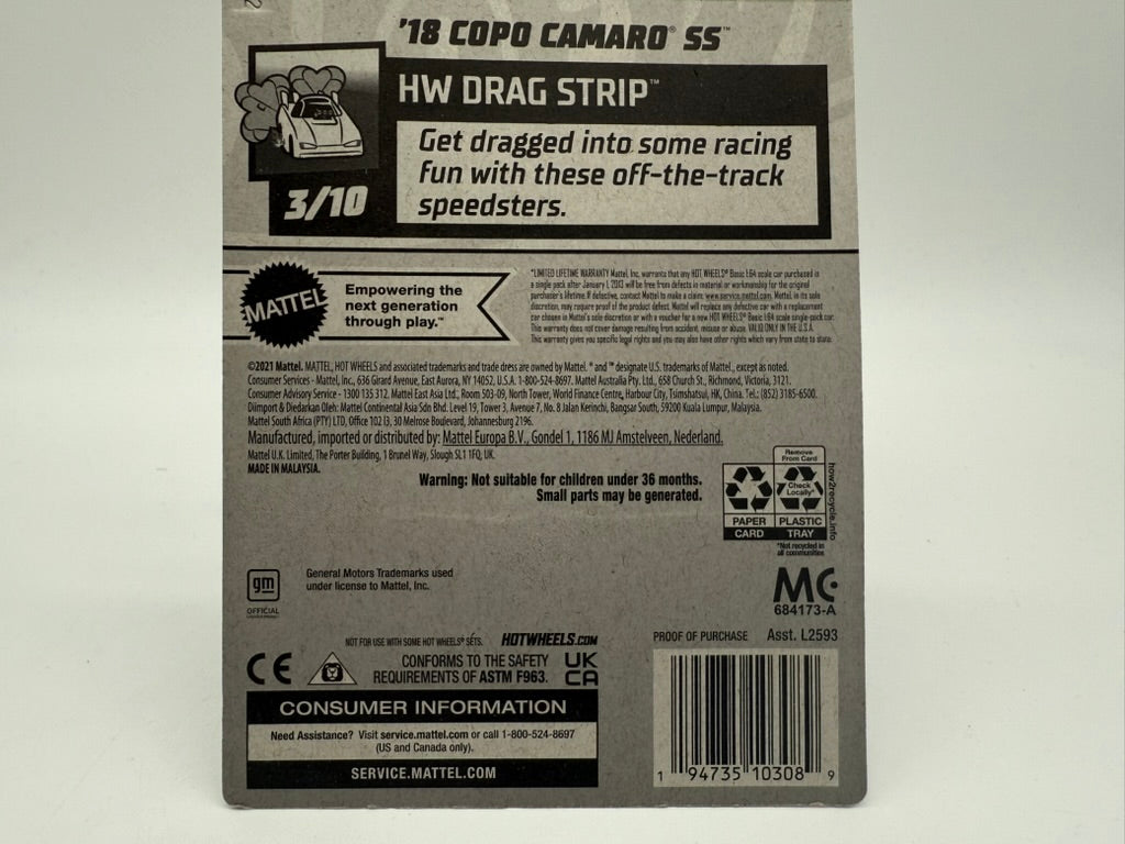Hot Wheels 2018 COPO Camaro SS 2021 Mattel