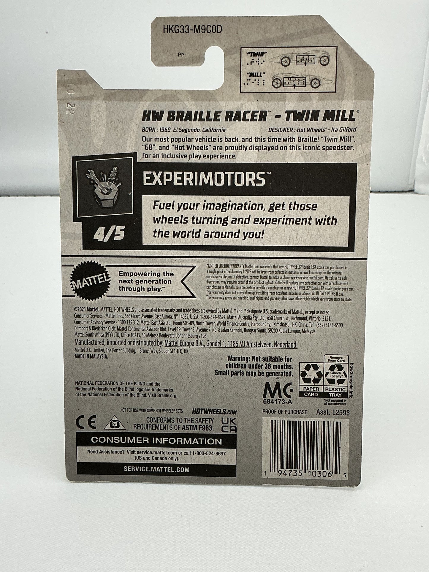 Hot Wheels HW Braille Racer - Twin Mill 2021 Mattel