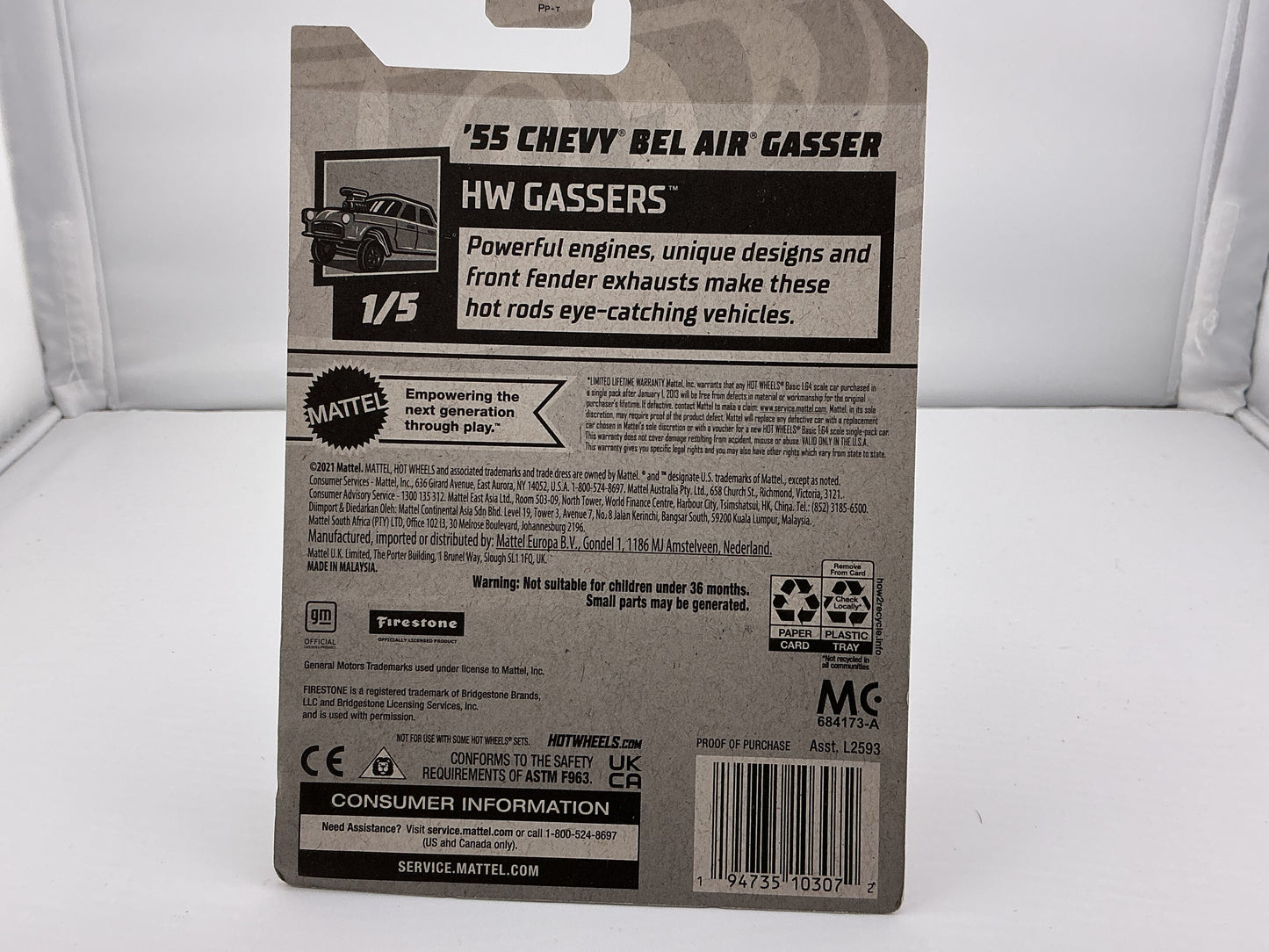 Hot Wheels 1955 Chevy Bel Air Gasser 2021 Mattel (Yellow)