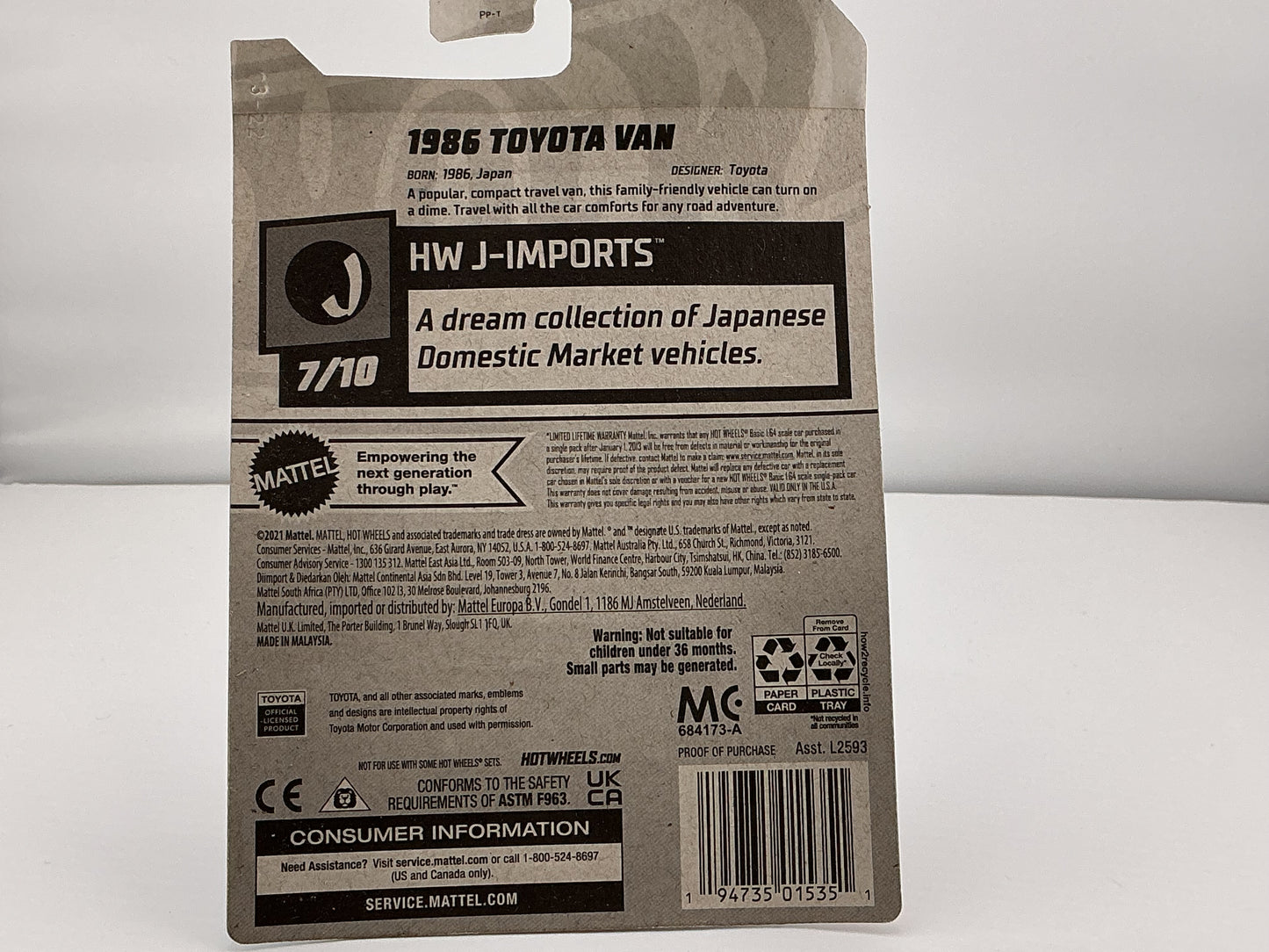 Hot Wheels 1986 Toyota Van 2021 Mattel (Red)