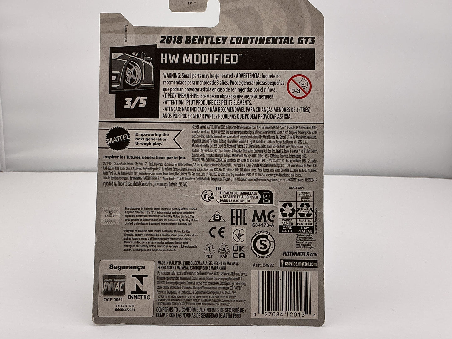 Hot Wheels 2018 Bentley Continental GT3 2021 Mattel