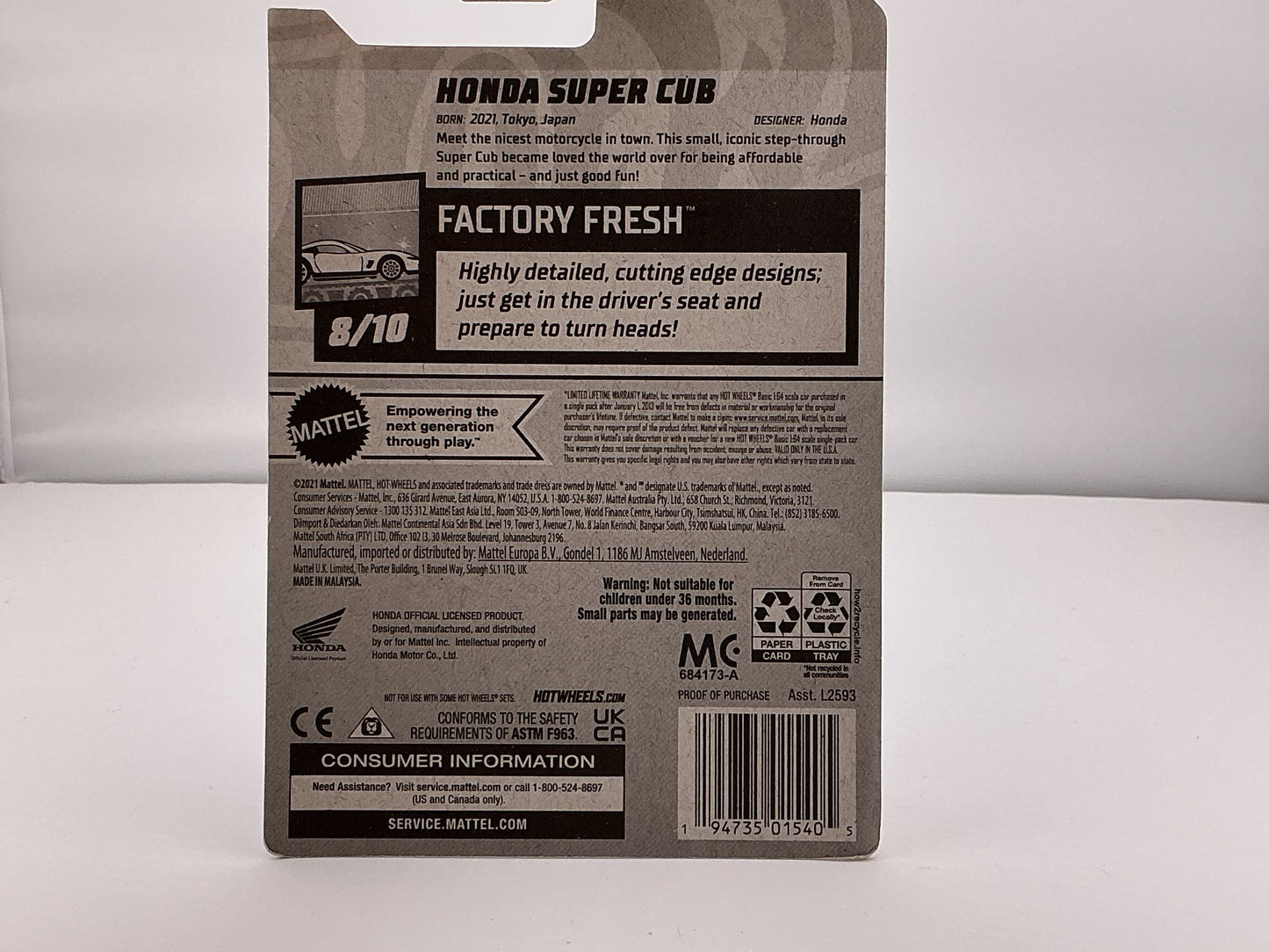 Hot Wheels Honda Super Cub 2021 Mattel (White)